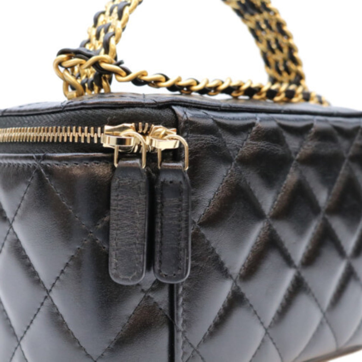 Chanel Black Leather Shoulder Bag Vanity Bag (Pre-Owned)