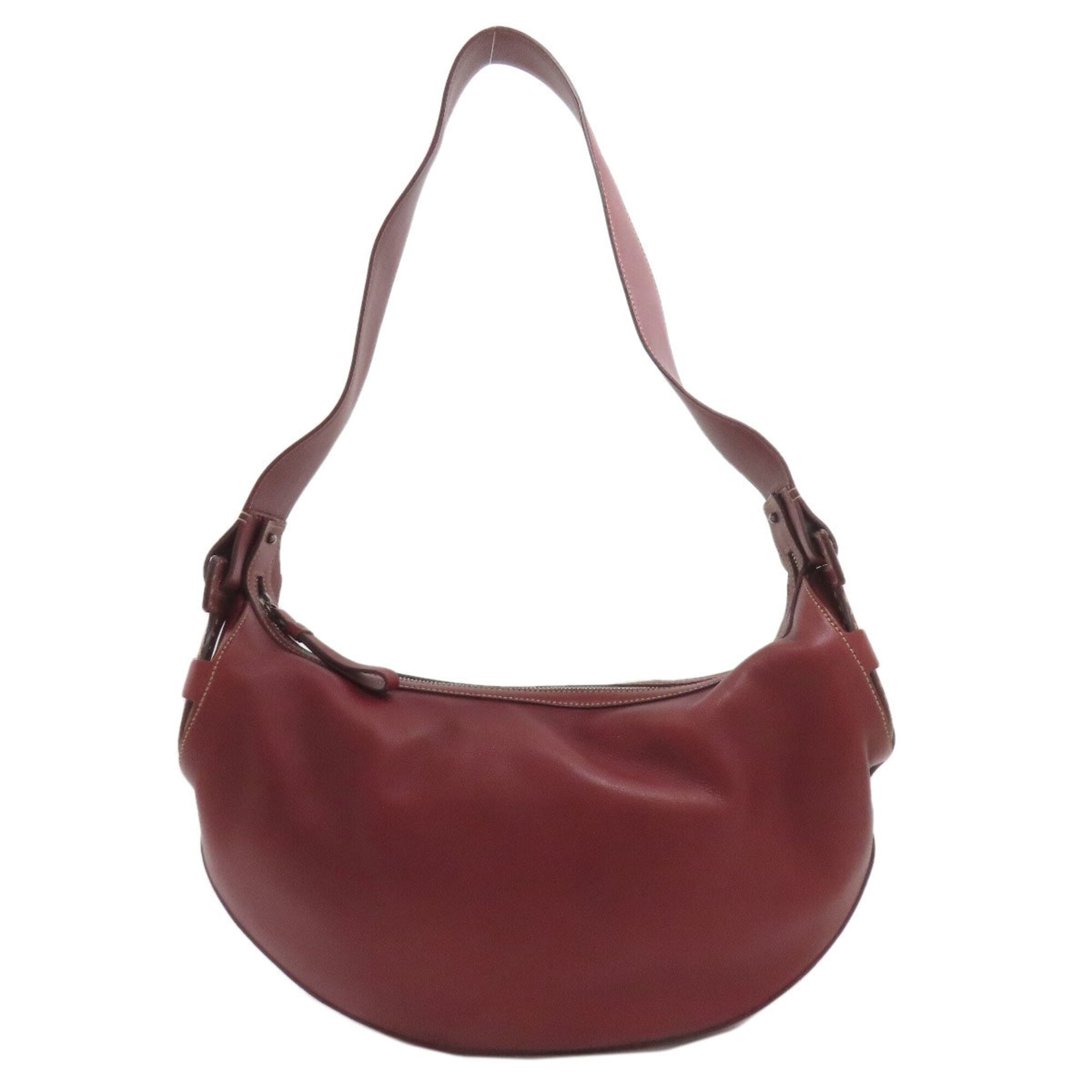Salvatore Ferragamo Bordeaux Leather Shoulder Bag (Pre-Owned)