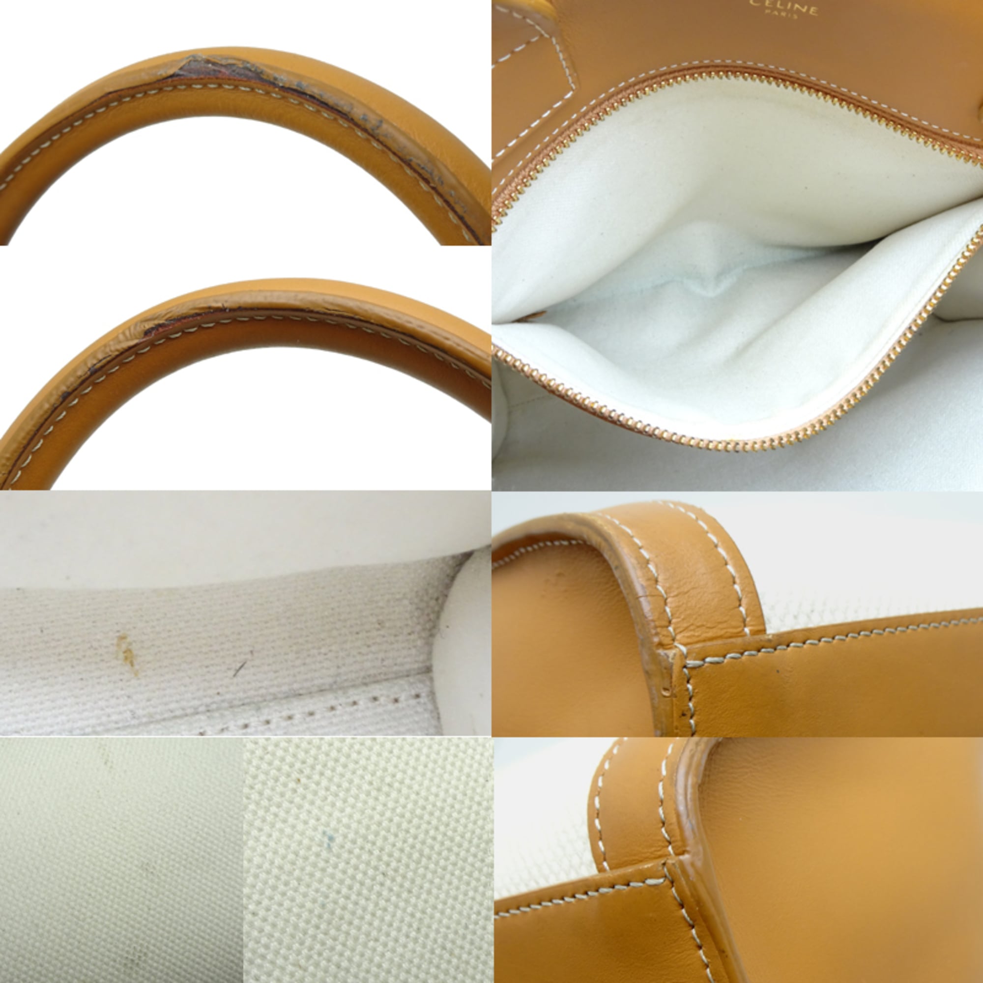 Celine Brown White Coated Canvas Leather Tote Bag (Pre-Owned)