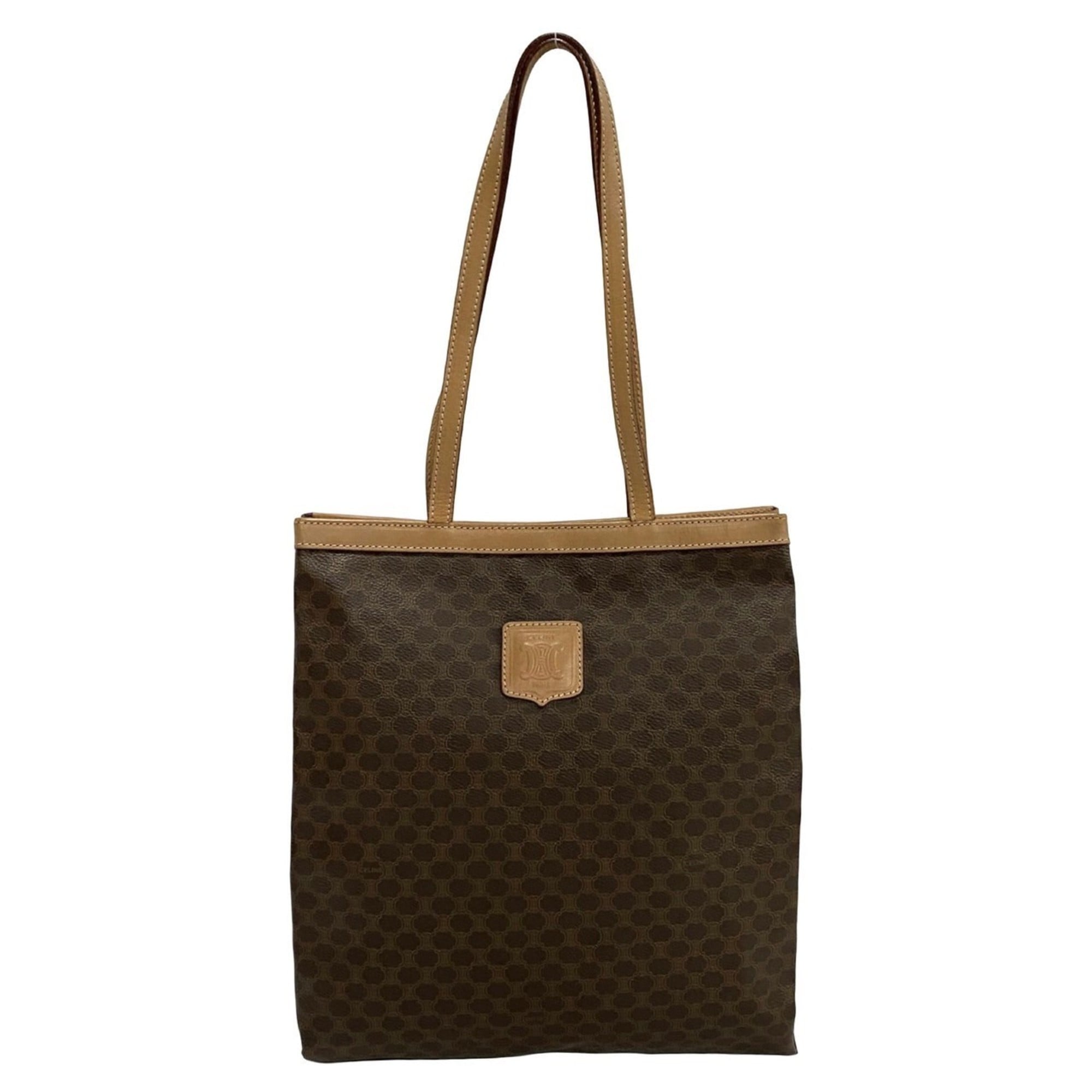 Celine Beige Brown Leather Pvc Handbag Tote Bag (Pre-Owned)