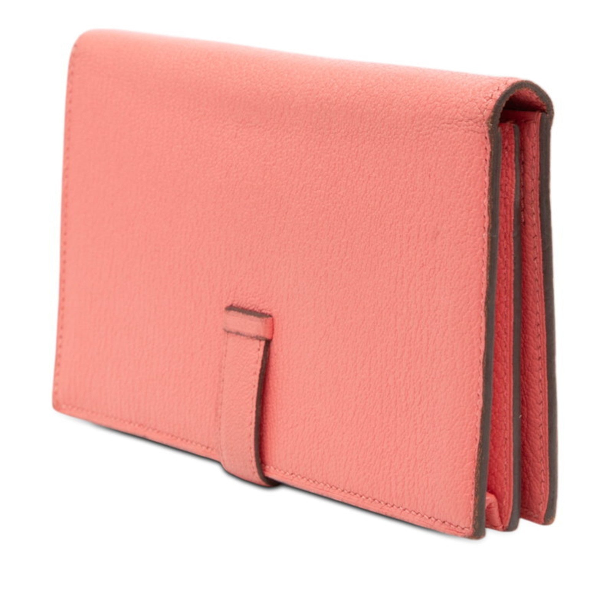 Hermes Pink Chevre Leather Leather Long Wallet (Bi-Fold) (Pre-Owned)