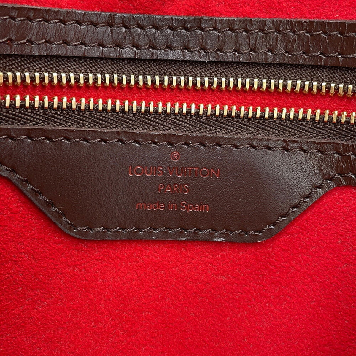 Louis Vuitton Damier Damier Canvas Ebene Red Color Damier Canvas Handbag Shoulder Bag Tote Bag (Pre-Owned)
