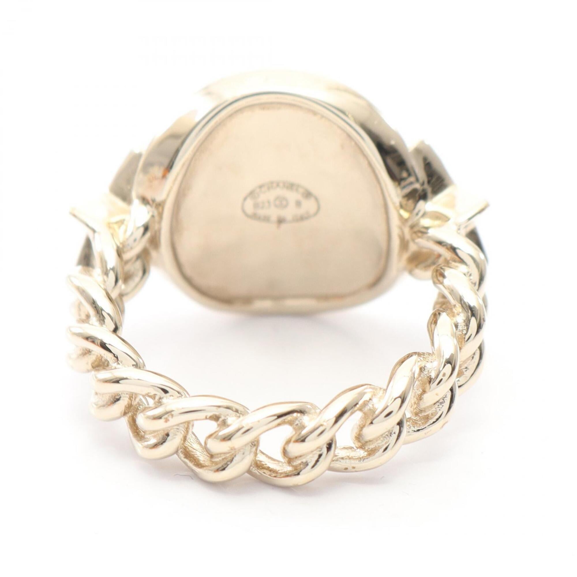 Chanel Gold Clear Gold Plating Rhinestone Band Ring (Pre-Owned)