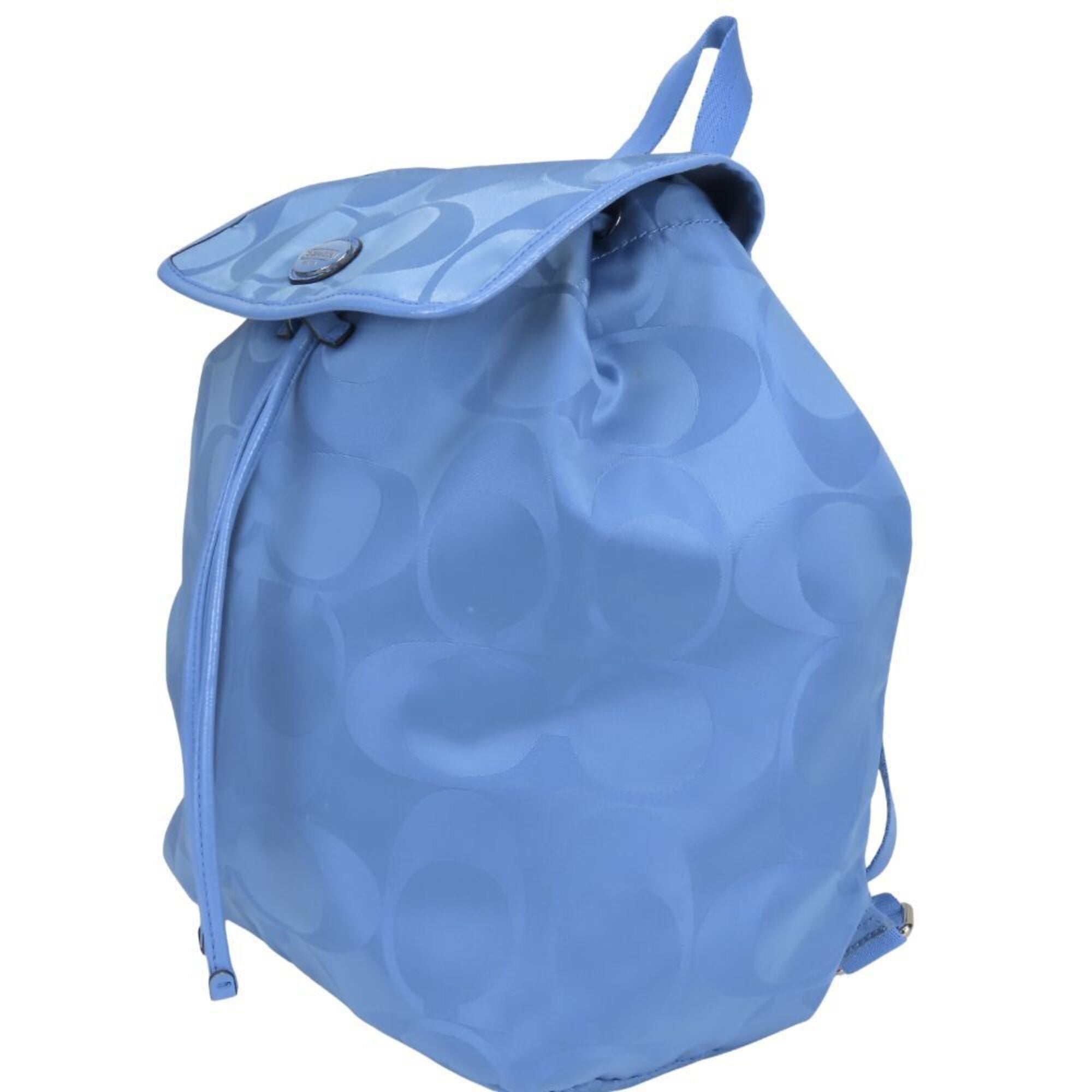 Coach Signature Blue Nylon Leather Backpack (Pre-Owned)