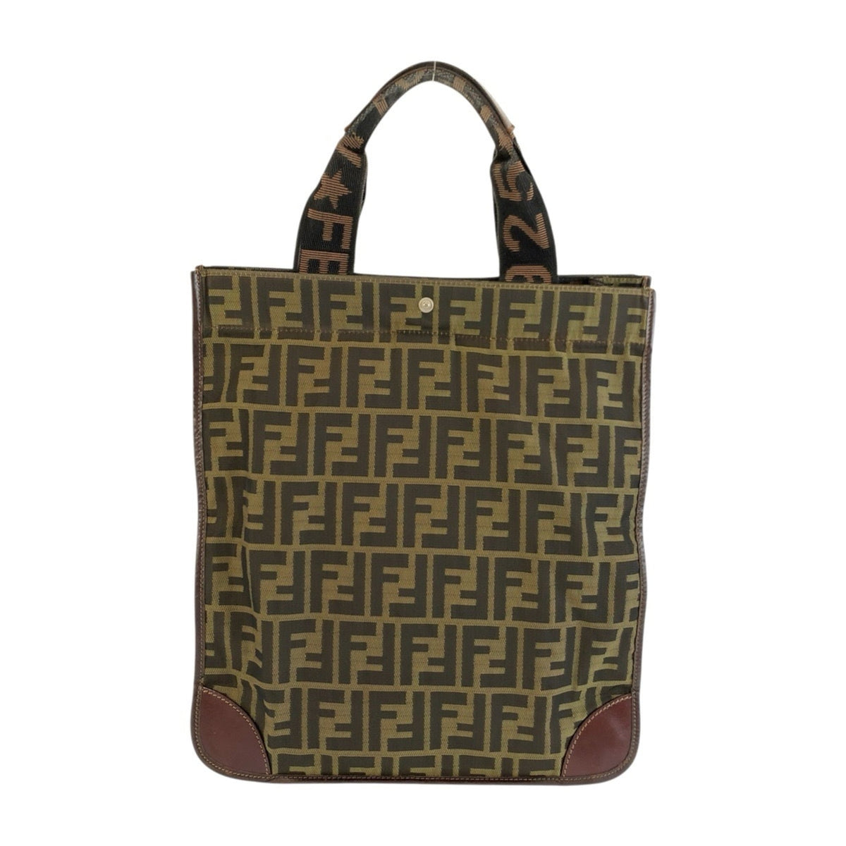 Fendi Brown Canvas Leather Handbag Tote Bag (Pre-Owned)