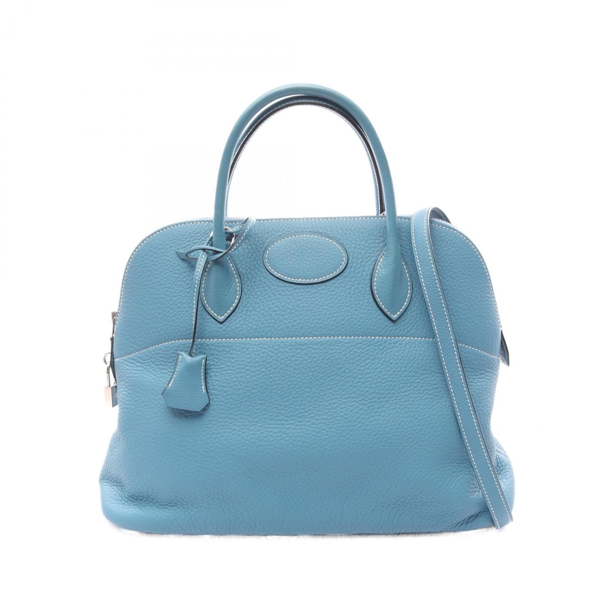 Hermes Blue Taurillon Clemence Leather Handbag (Pre-Owned)