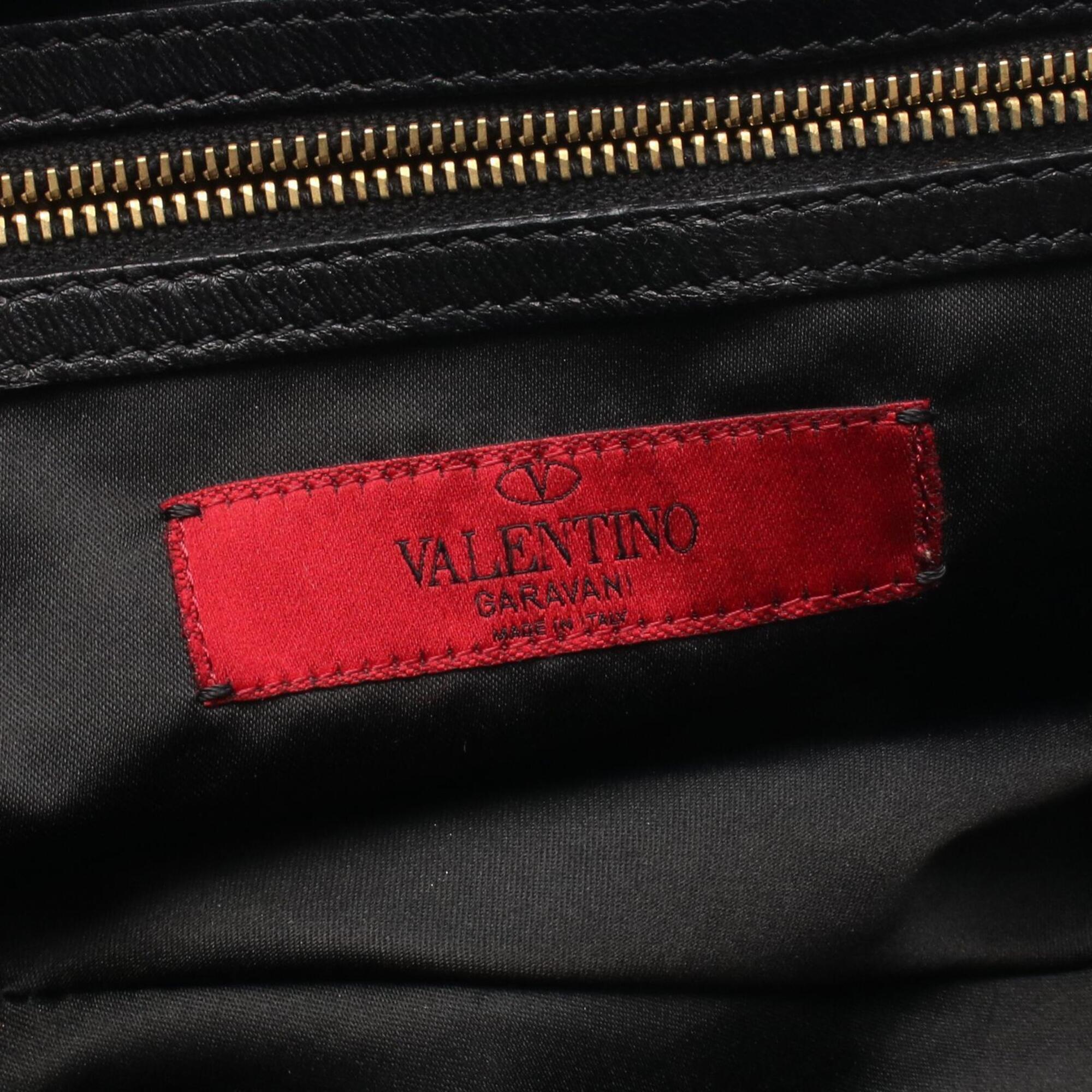 Valentino Black Nylon Leather Handbag Shoulder Bag (Pre-Owned)