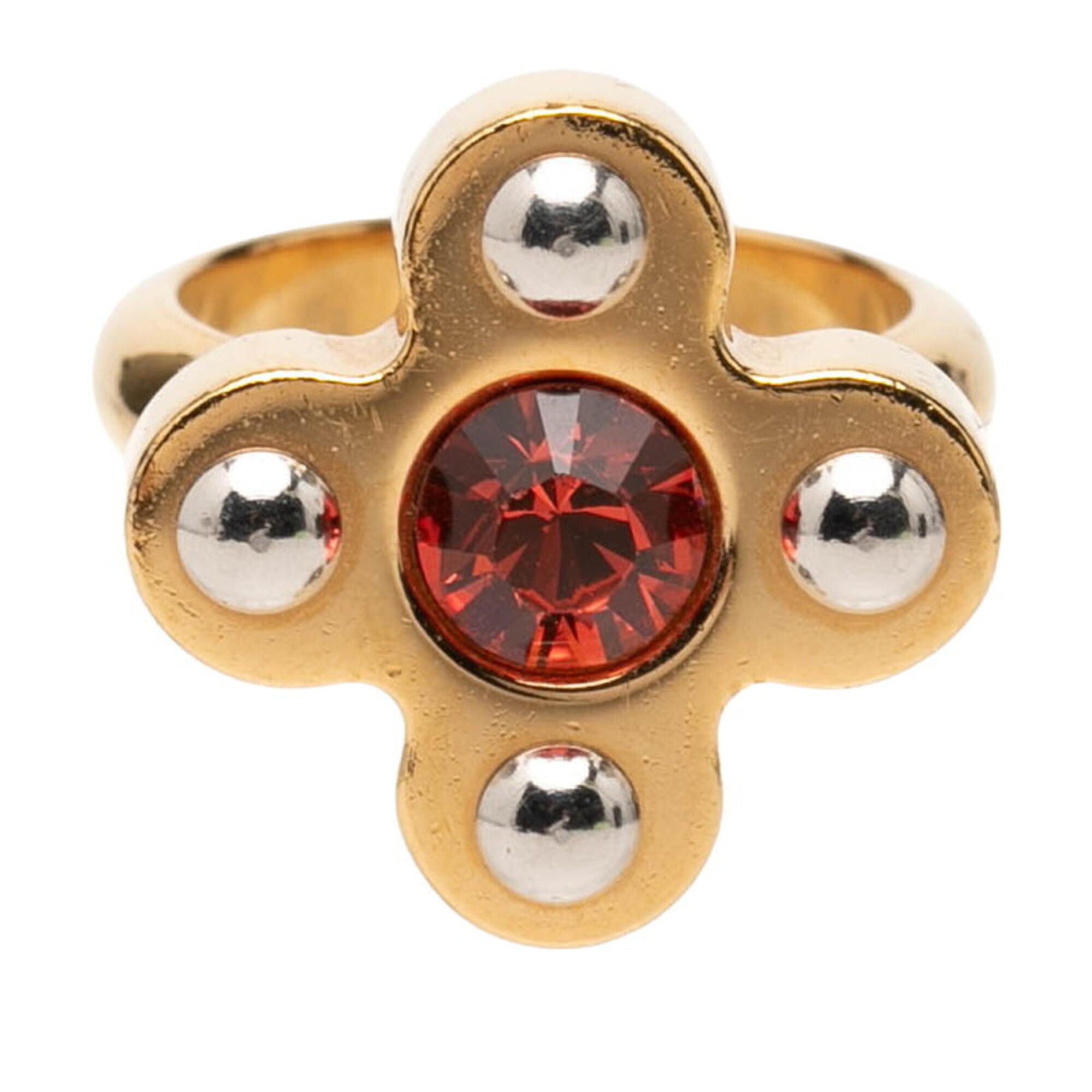 Louis Vuitton Gold Silver Pink Red Color Metal Band Ring (Pre-Owned)