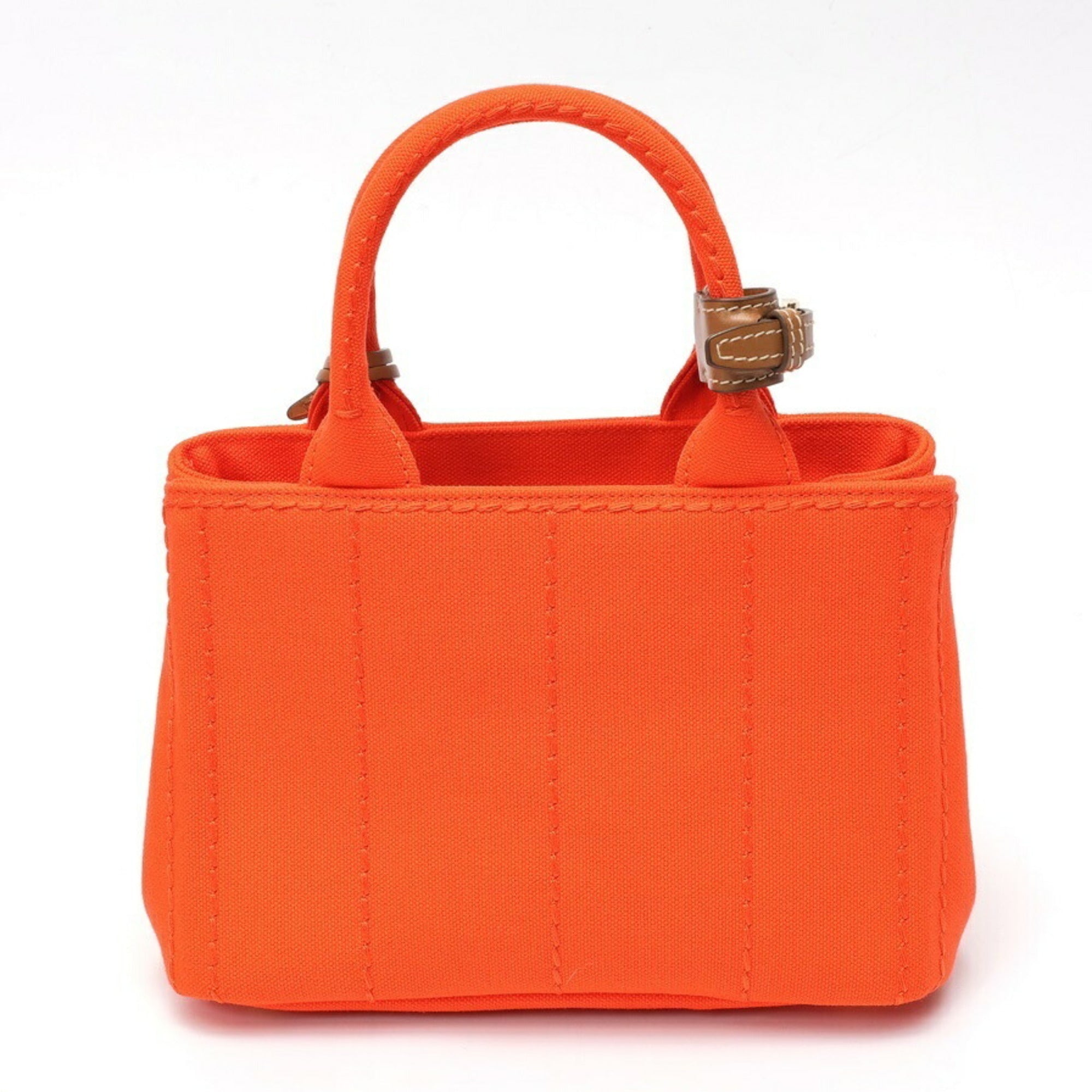 Prada Orange Cotton Canvas Handbag Tote Bag (Pre-Owned)