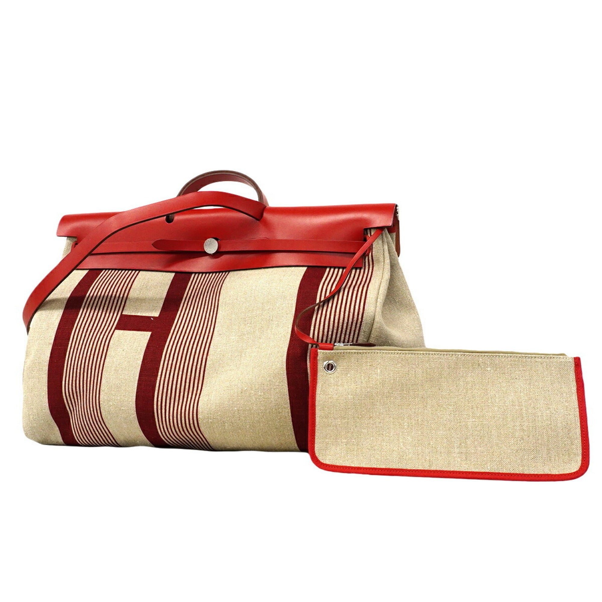 Hermes Red Color Canvas Handbag (Pre-Owned)