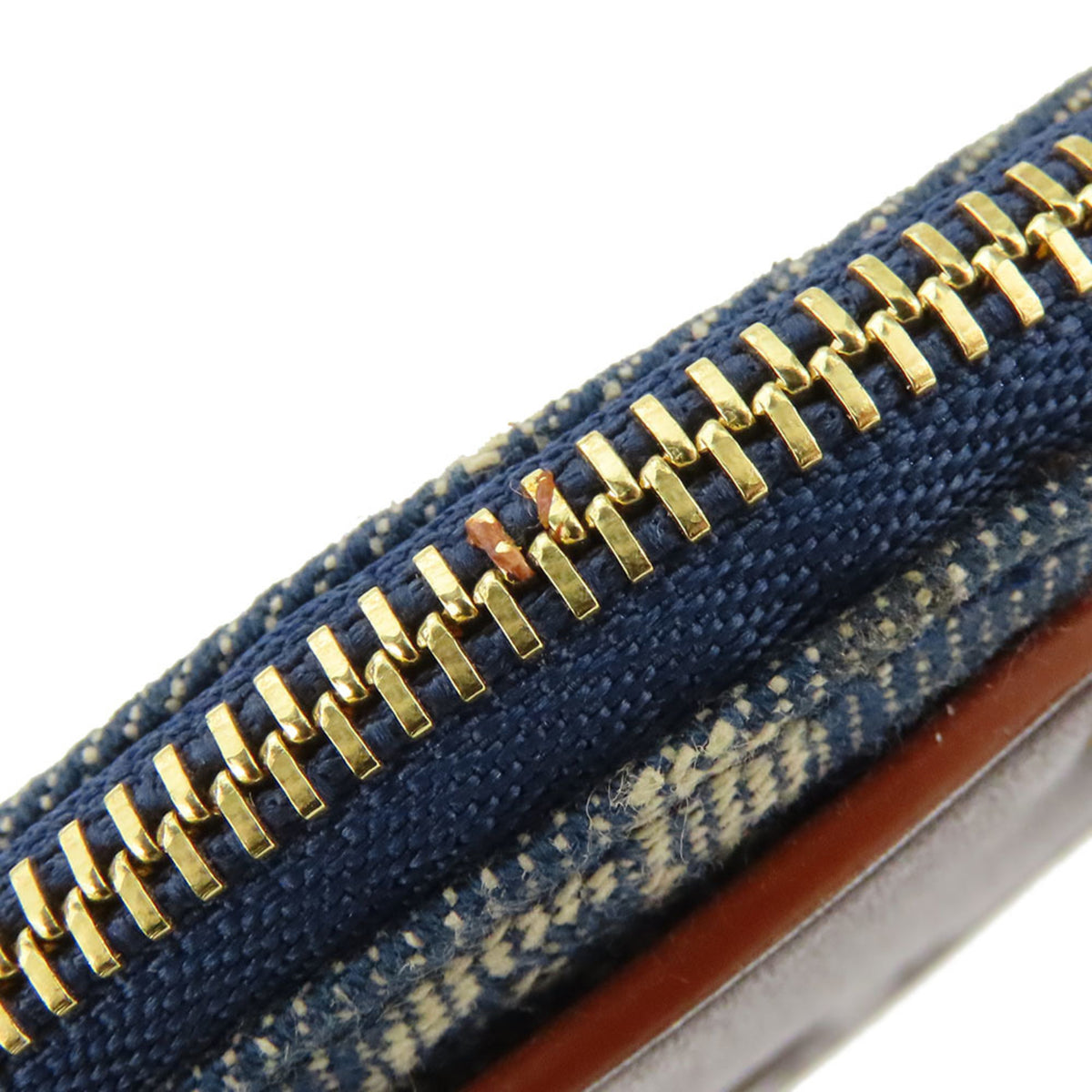Celine Blue Brown Denim Leather Coin Purse/Coin Case (Pre-Owned)