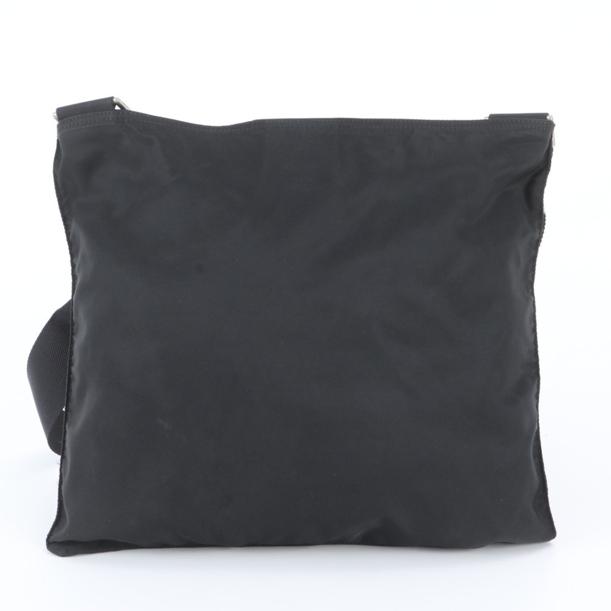 Prada Black Leather Nylon Messenger Bag Shoulder Bag (Pre-Owned)