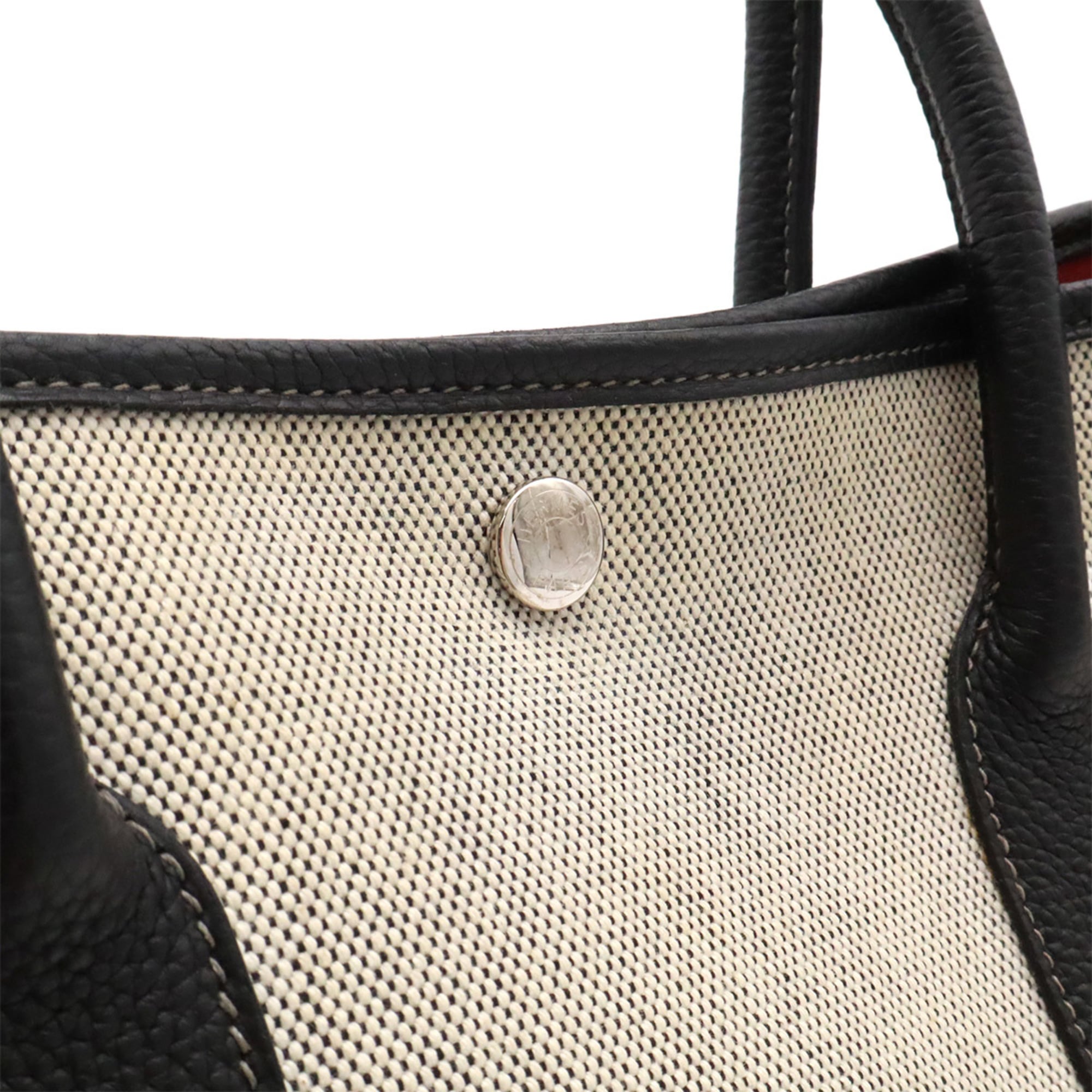 Hermes Garden Black Gray Toile H Handbag Tote Bag (Pre-Owned)
