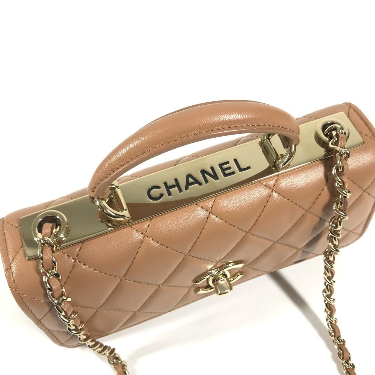 Chanel Light Brown Leather Handbag Shoulder Bag (Pre-Owned)