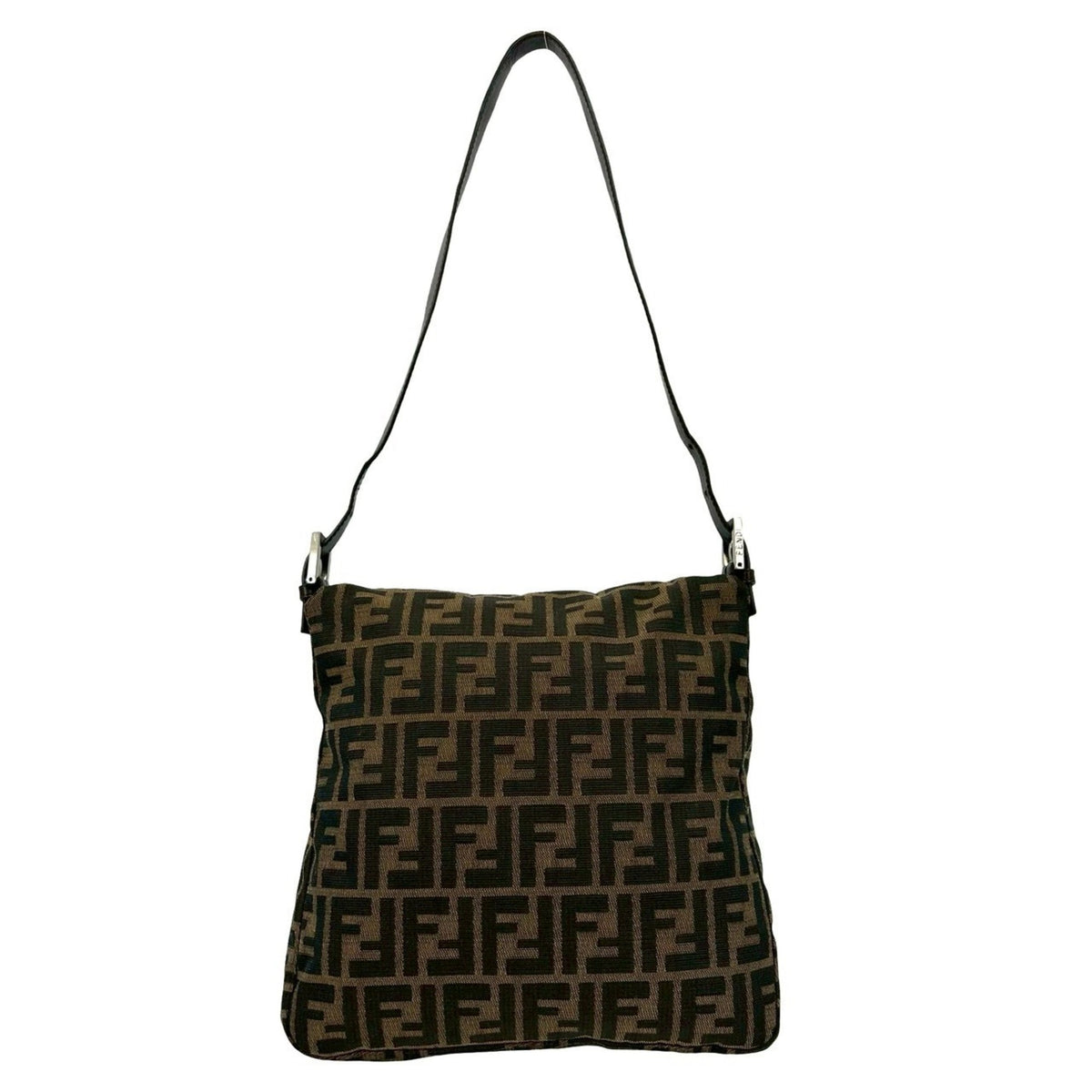 Fendi Brown Canvas Leather Handbag Shoulder Bag (Pre-Owned)