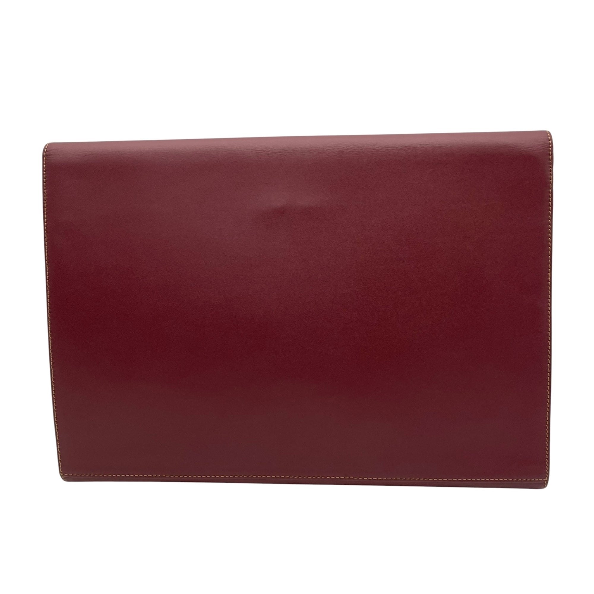 Cartier Bordeaux Leather Clutch Bag Handbag (Pre-Owned)