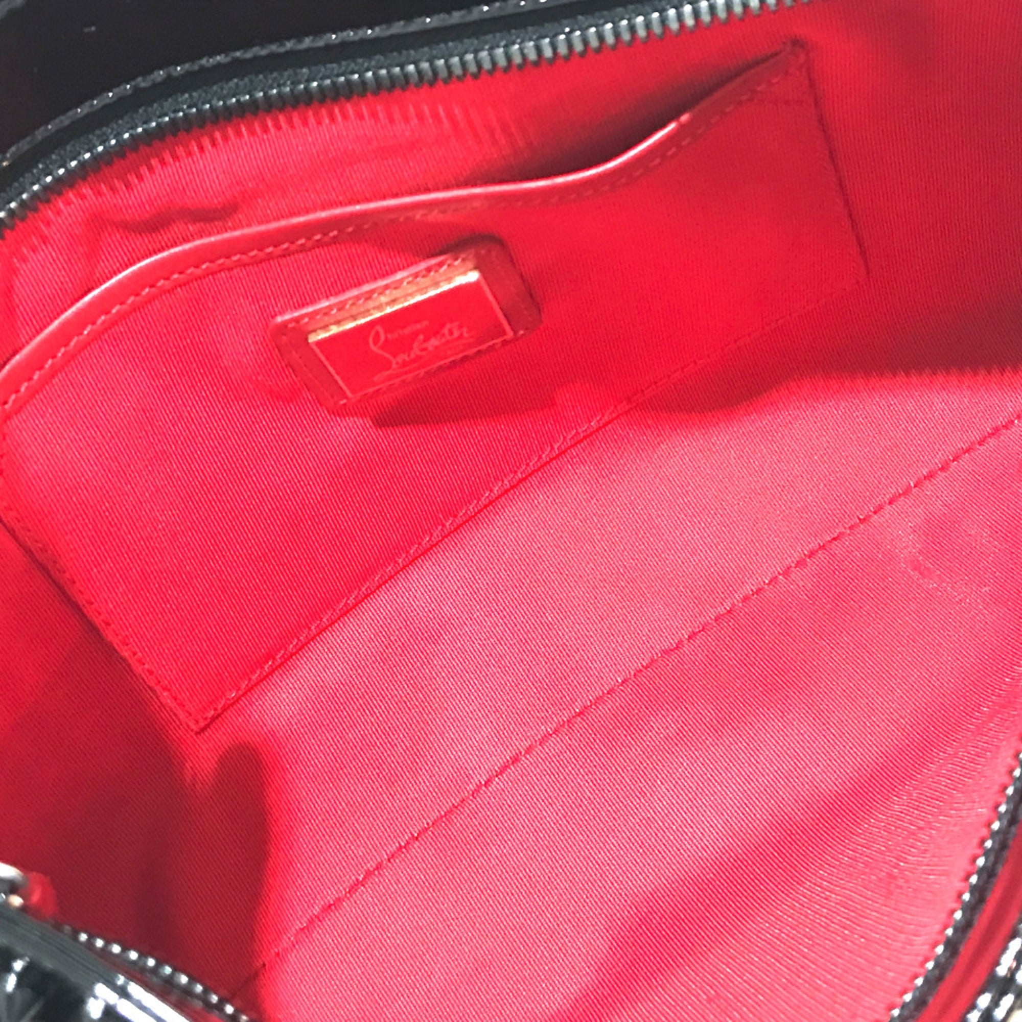 Christian Louboutin Black Patent Leather Clutch Bag Shoulder Bag (Pre-Owned)