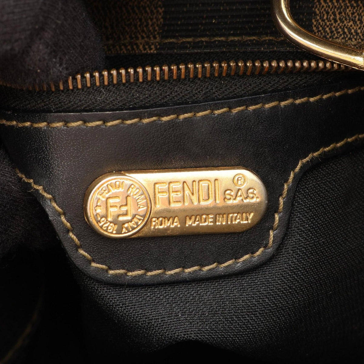 Fendi Black Gray Coated Canvas Leather Fanny Pack Handbag (Pre-Owned)