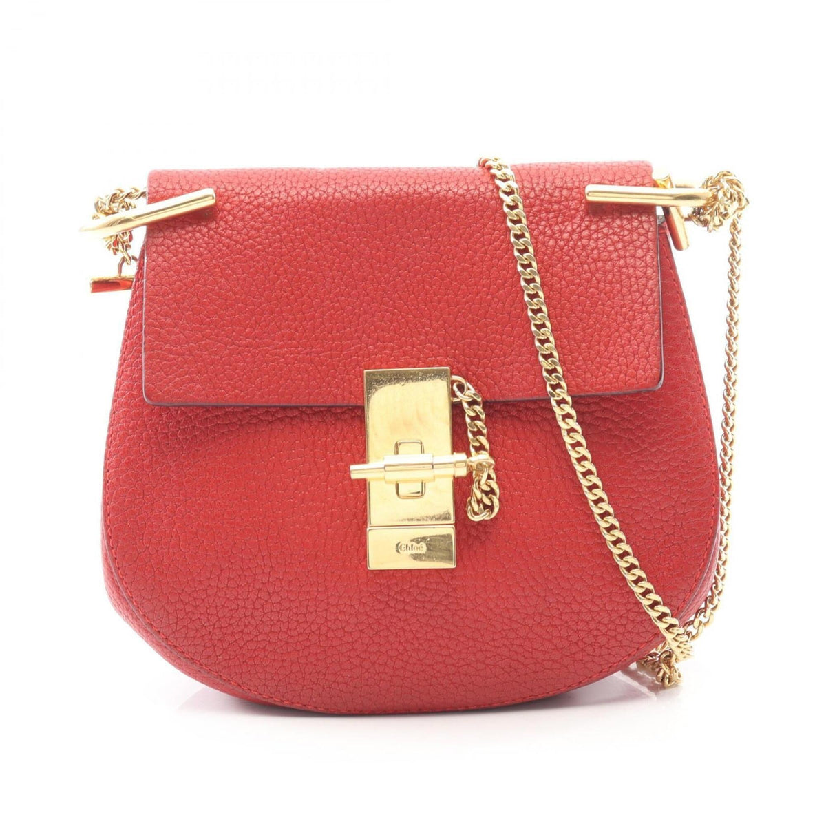 Chloé Drew Red Color Leather Handbag Shoulder Bag (Pre-Owned)