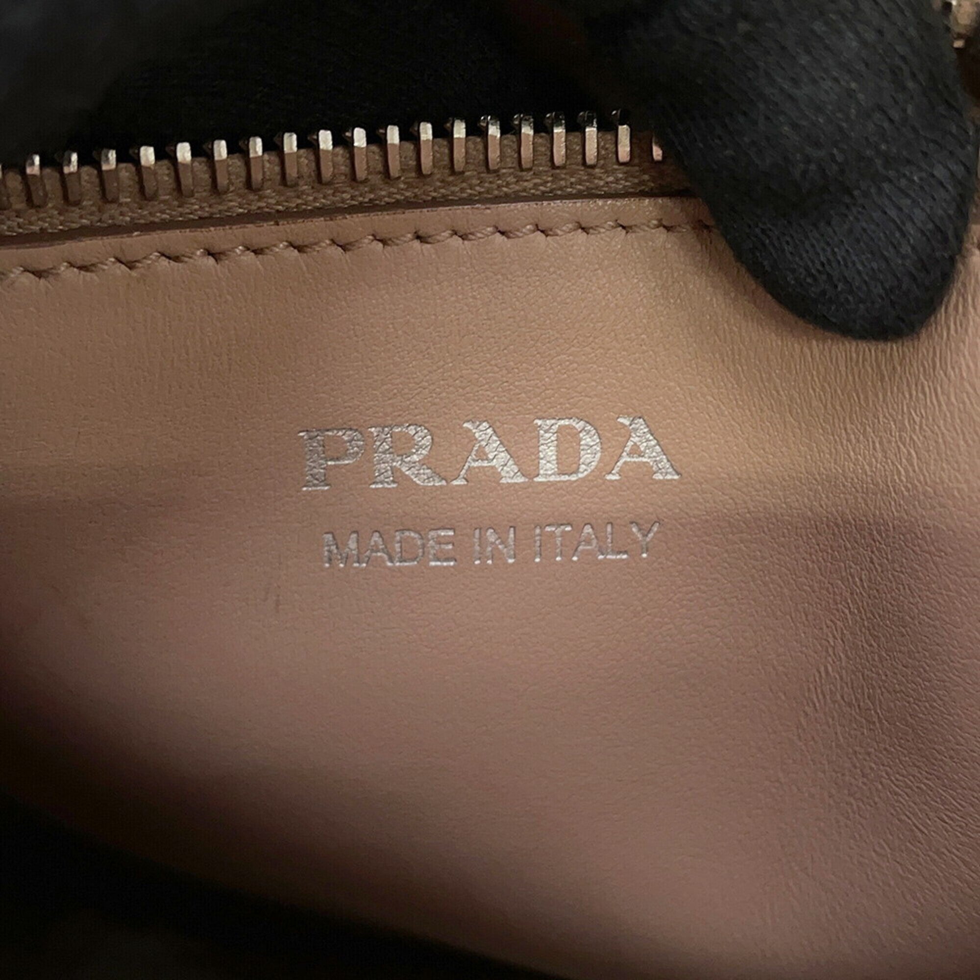 Prada Pink Beige Leather Handbag Pouch Shoulder Bag (Pre-Owned)