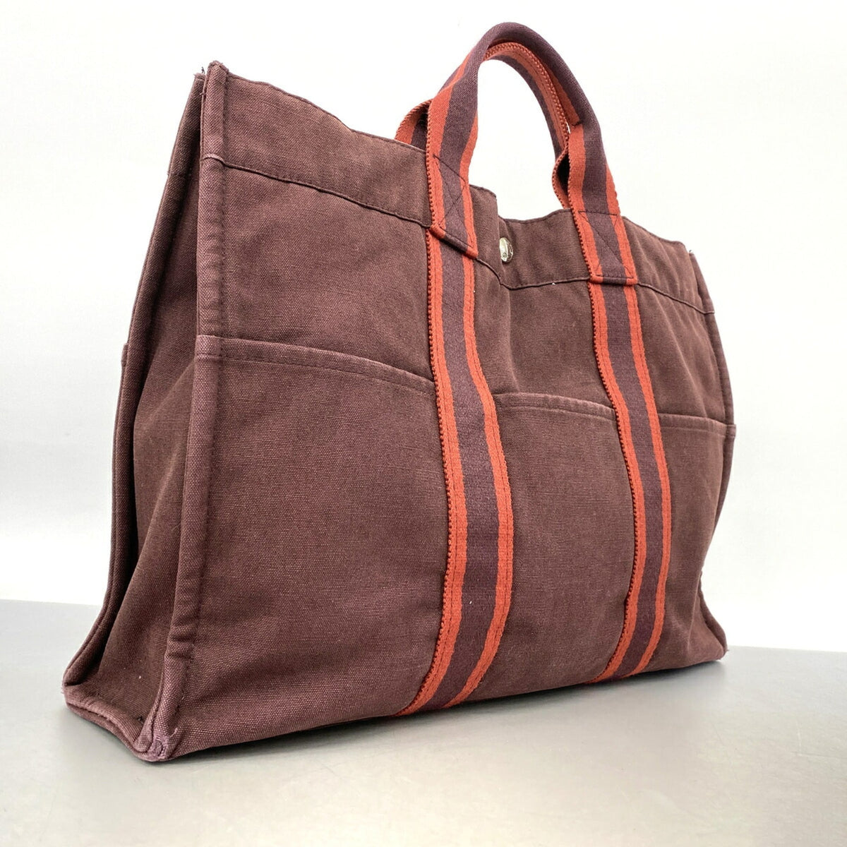 Hermes Bordeaux Canvas Tote Bag (Pre-Owned)