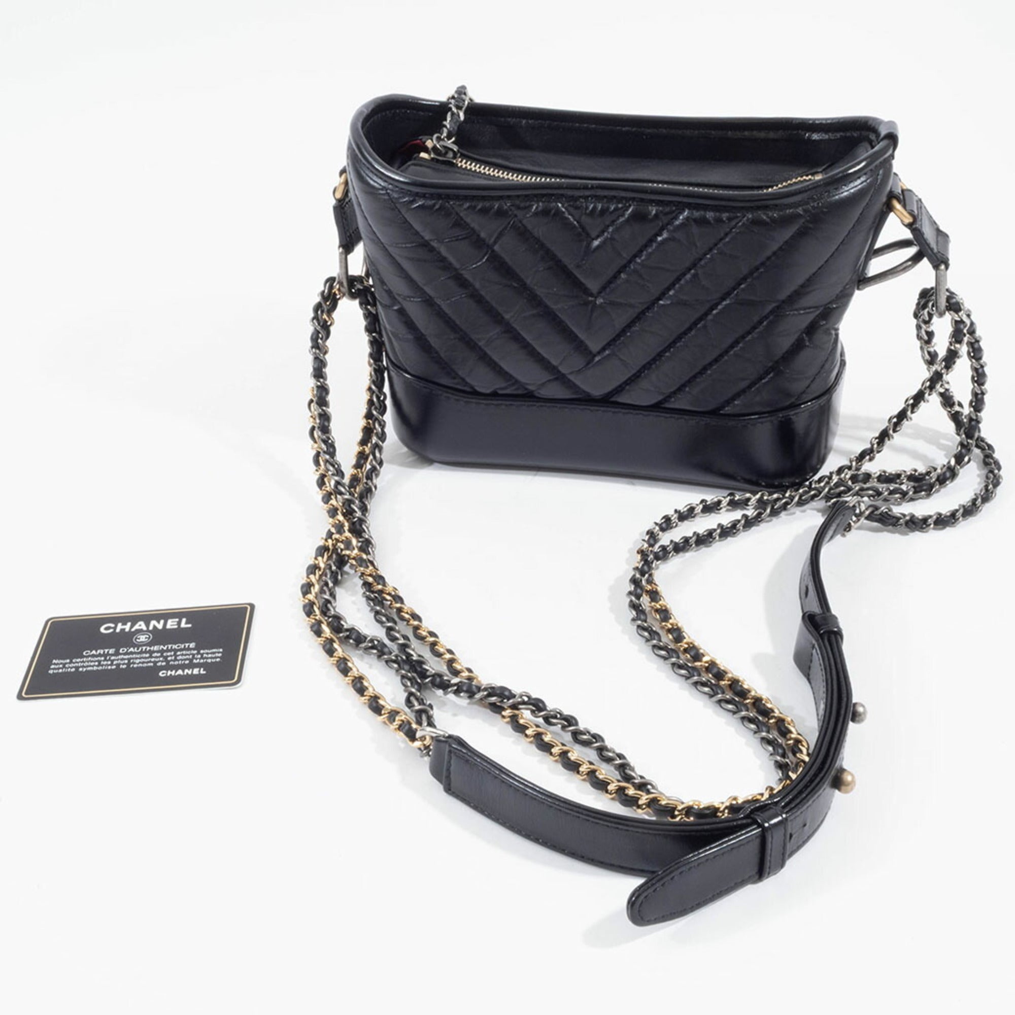 Chanel Gabriel Black Leather Shoulder Bag (Pre-Owned)