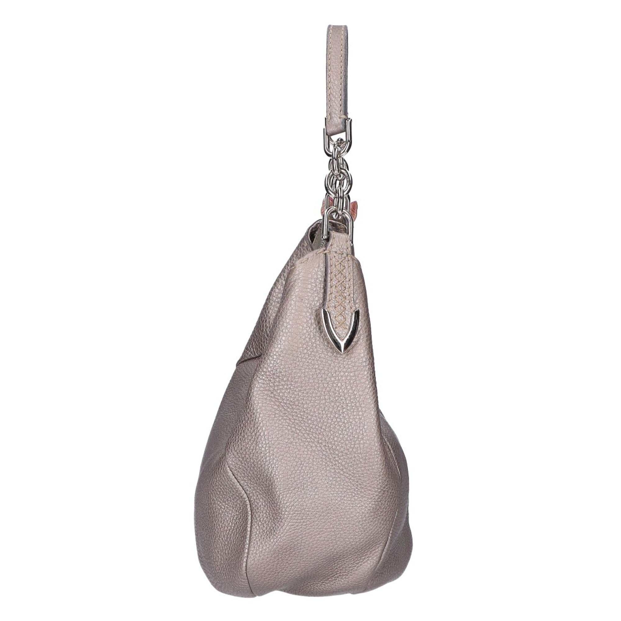 Fendi Gray Silver Leather Shoulder Bag (Pre-Owned)