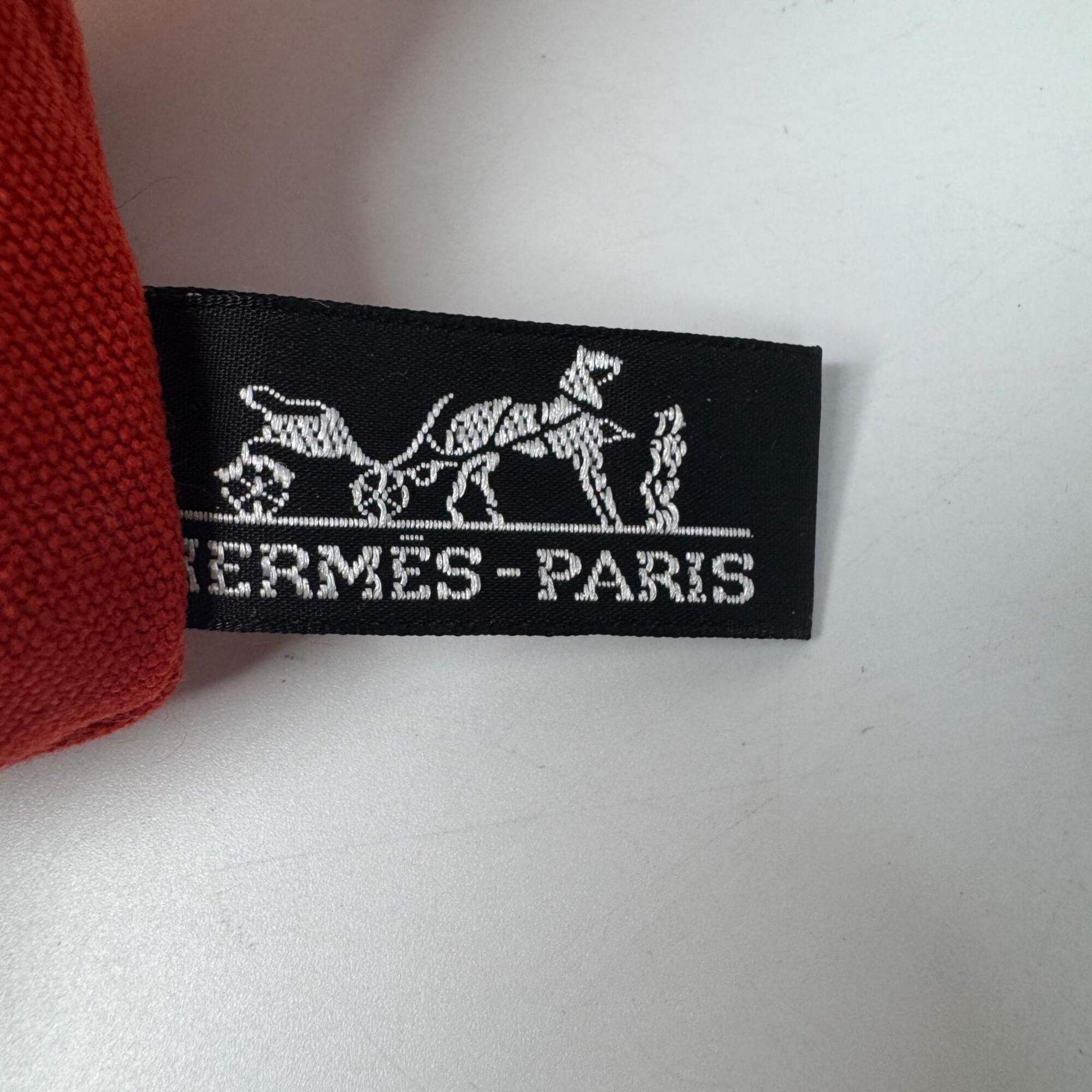 Hermes Cream Red Color Canvas Handbag Pouch Tote Bag (Pre-Owned)