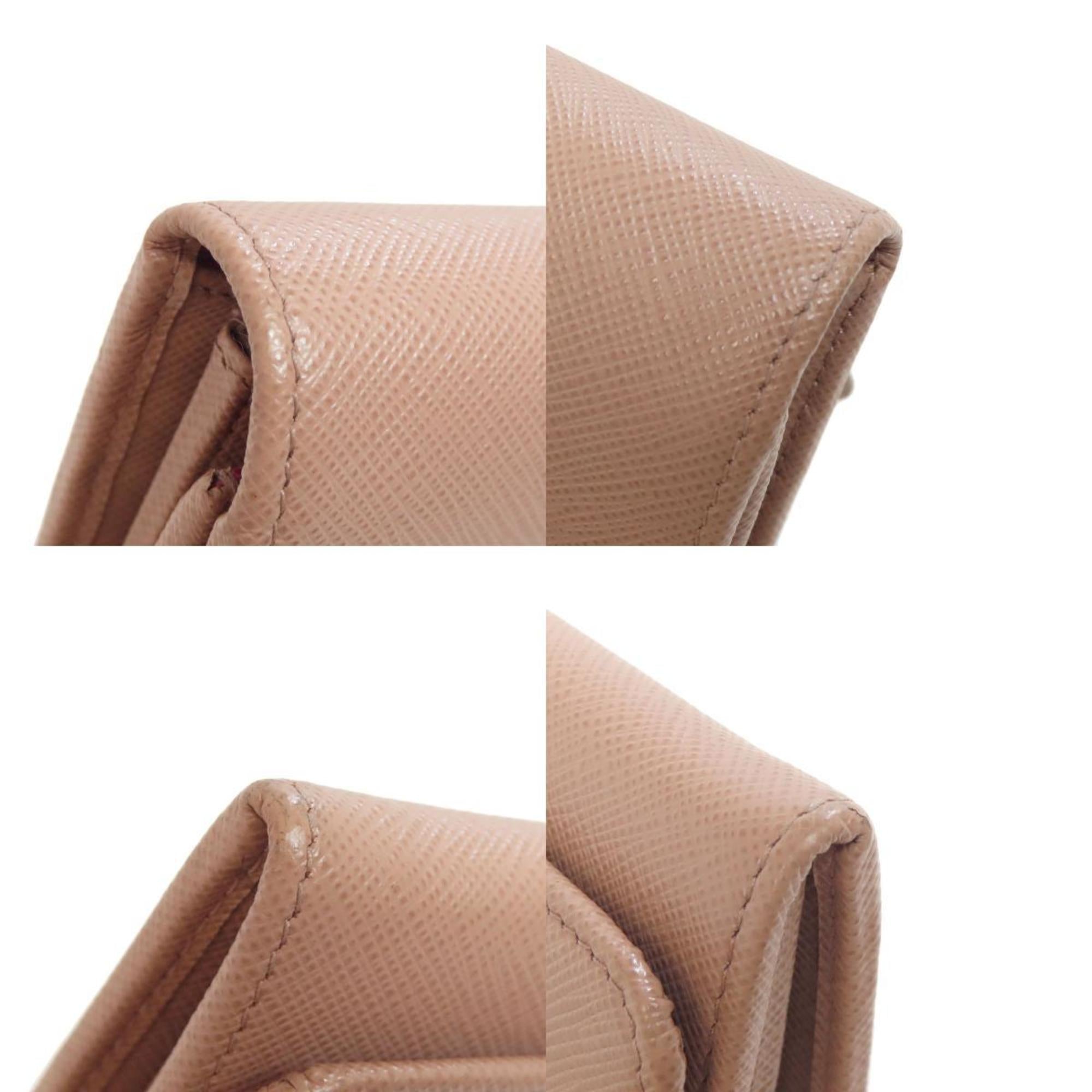 Prada Saffiano Beige Saffiano Long Wallet (Bi-Fold) (Pre-Owned)