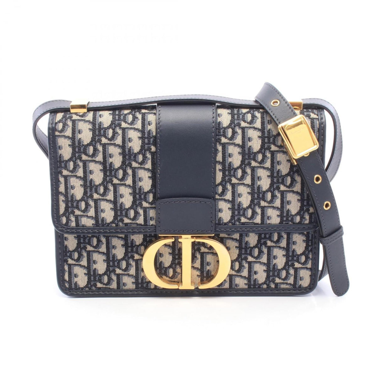 Christian Dior Beige Navy Canvas Leather Handbag Shoulder Bag (Pre-Owned)