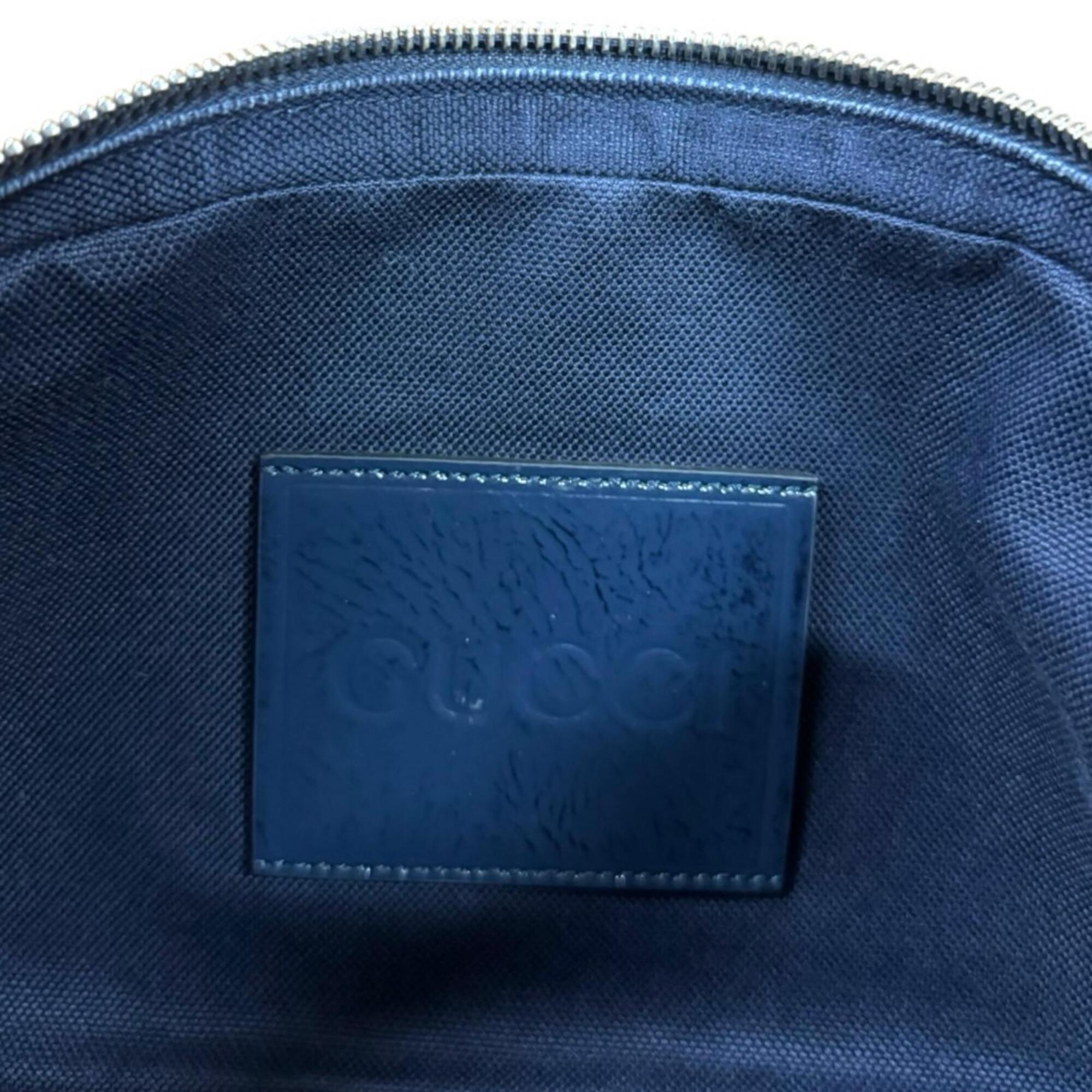 Gucci Navy Denim Leather Shoulder Bag (Pre-Owned)