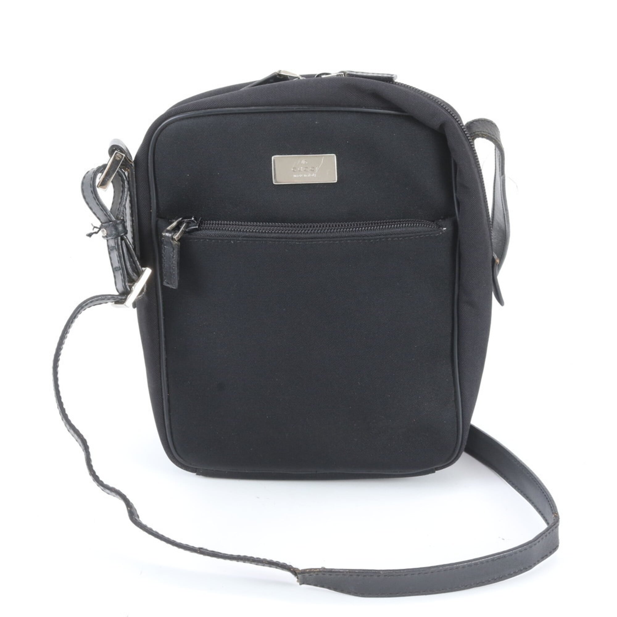 Gucci Black Leather Canvas Shoulder Bag (Pre-Owned)