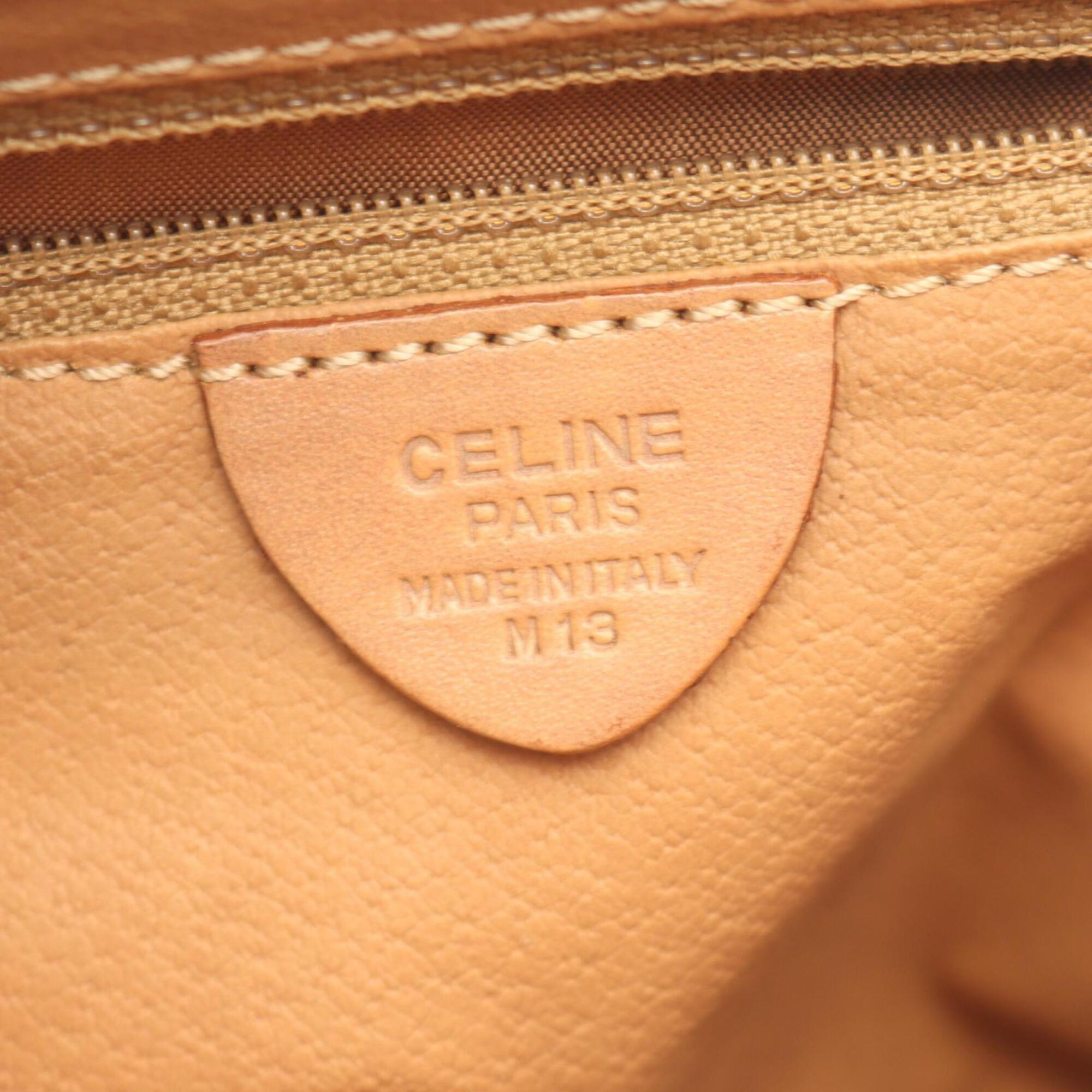 Celine Brown Coated Canvas Leather Handbag Shoulder Bag (Pre-Owned)