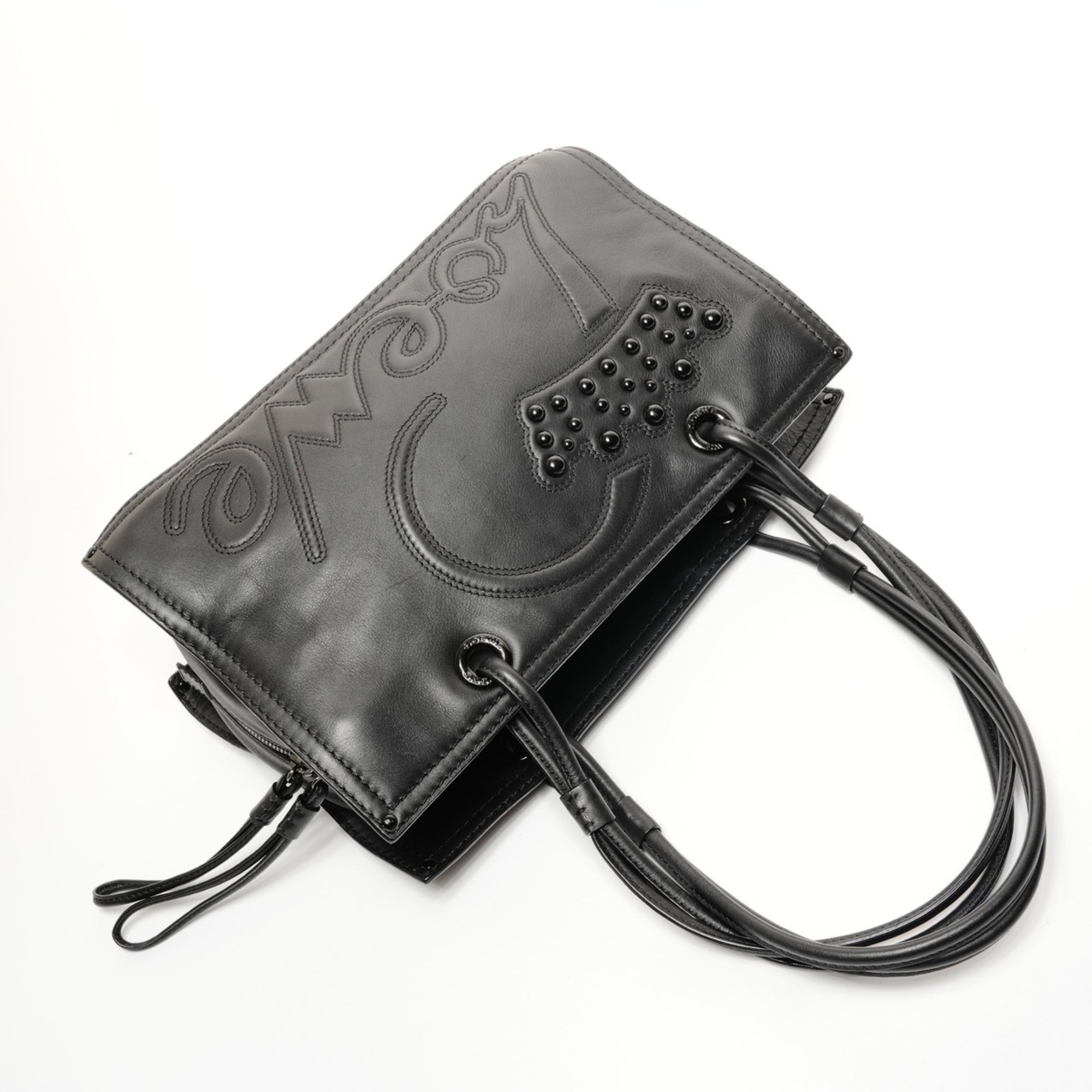 Loewe Black Leather Shoulder Bag Tote Bag (Pre-Owned)