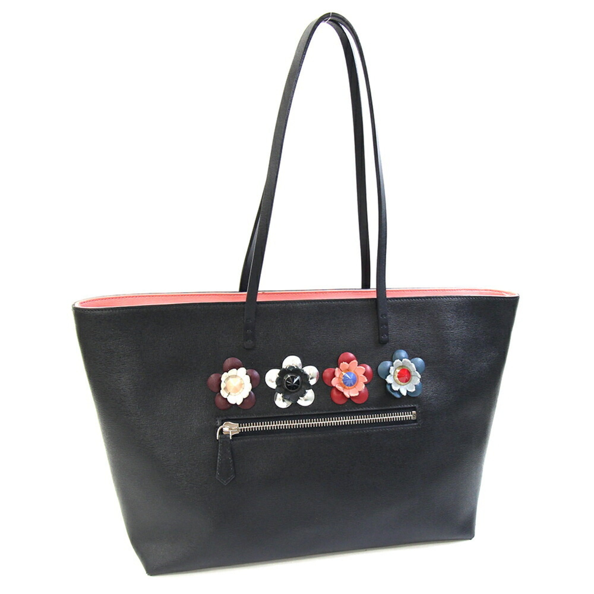 Fendi Black Pink Leather Tote Bag (Pre-Owned)