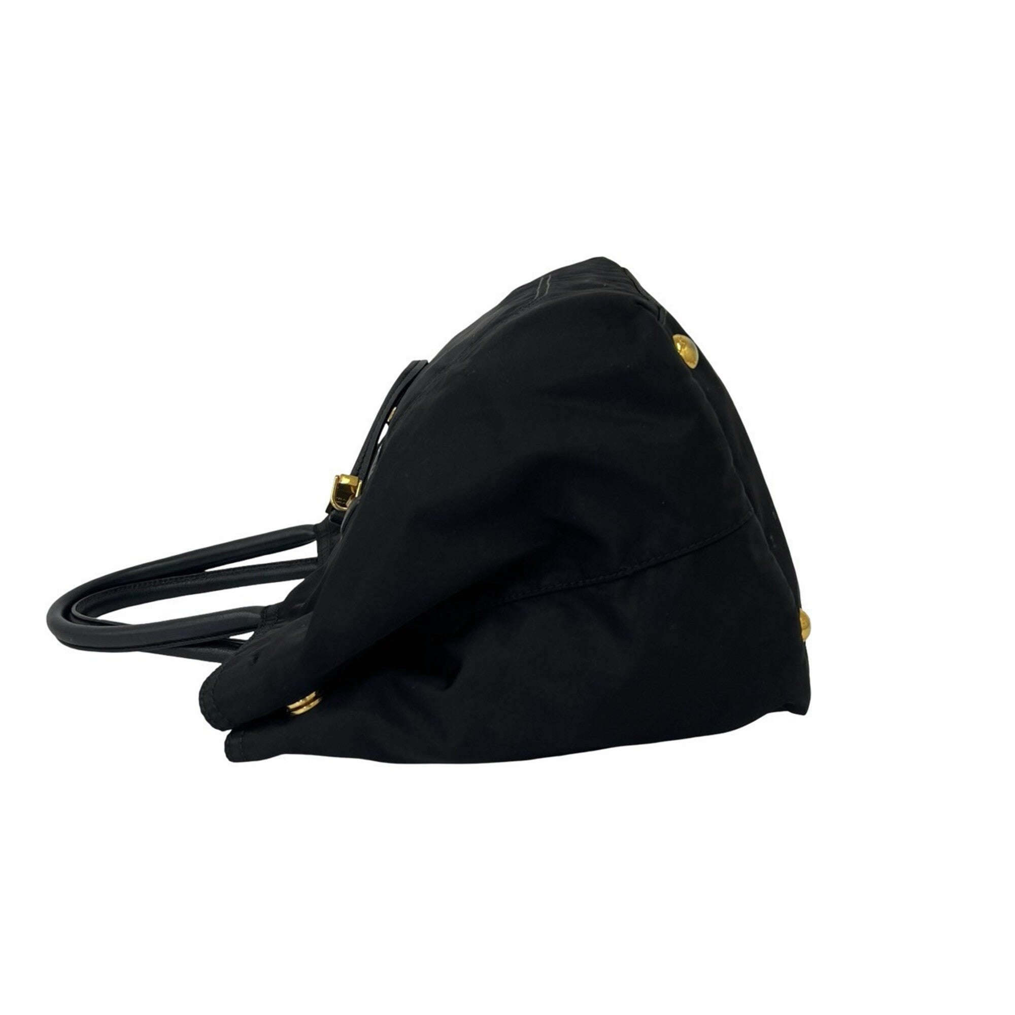 Prada Black Nylon Leather Handbag Shoulder Bag Tote Bag (Pre-Owned)
