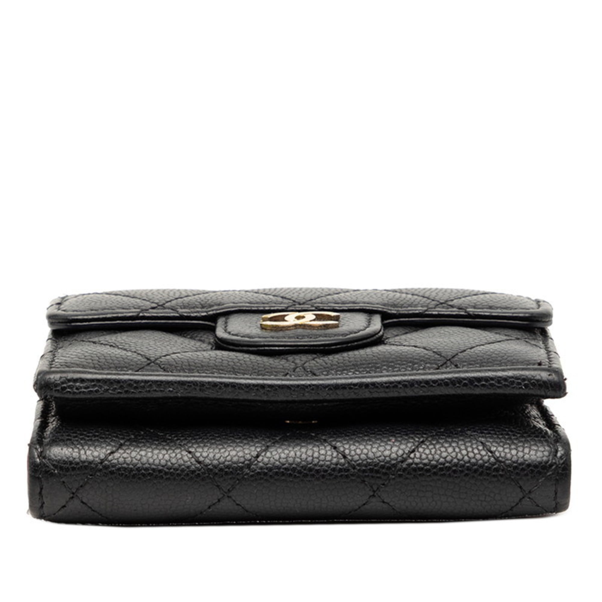 Chanel Matelasse Black Grained Calfskin Wallet (Tri-Fold) (Pre-Owned)