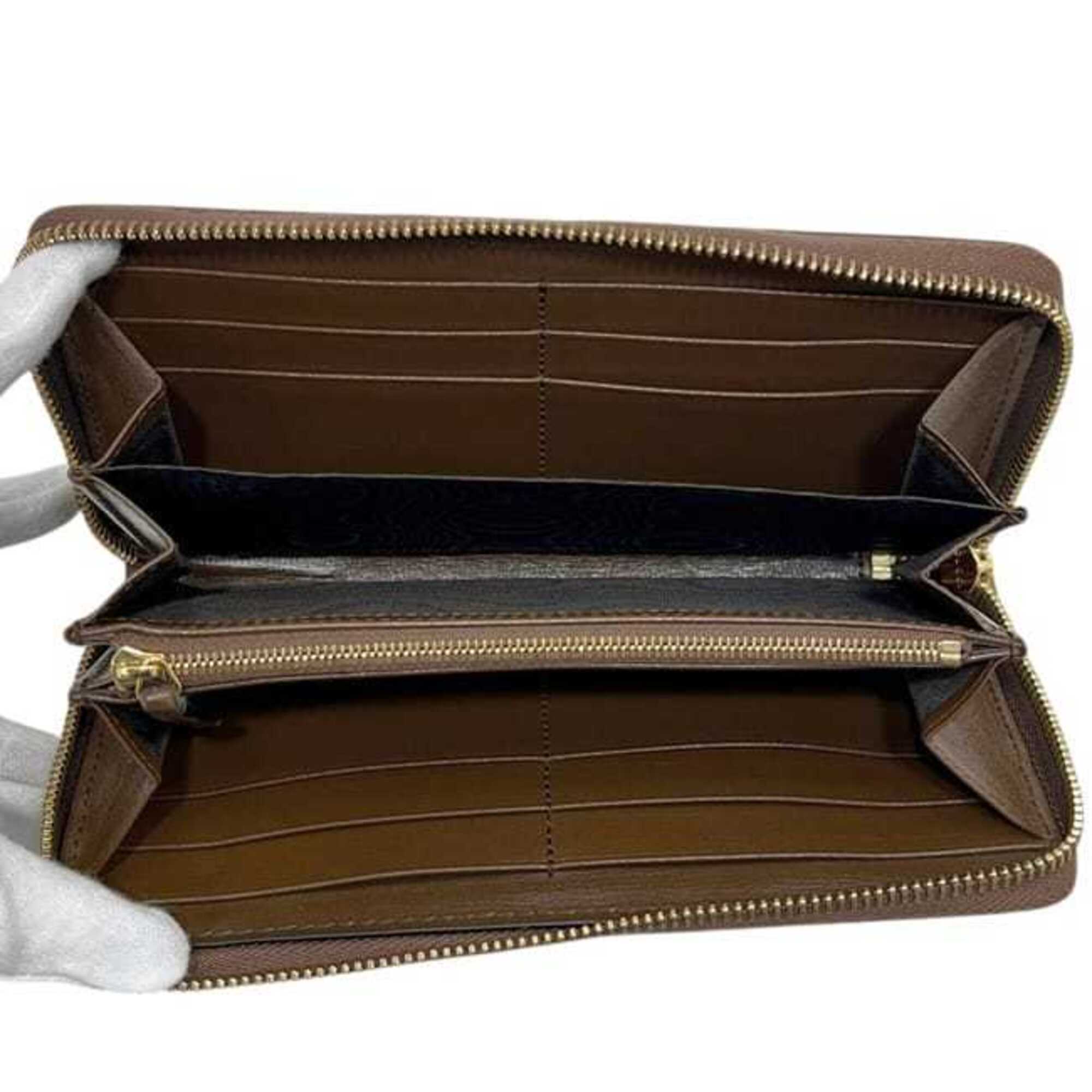 Gucci Beige Brown Pvc Leather Long Wallet (Bi-Fold) (Pre-Owned)