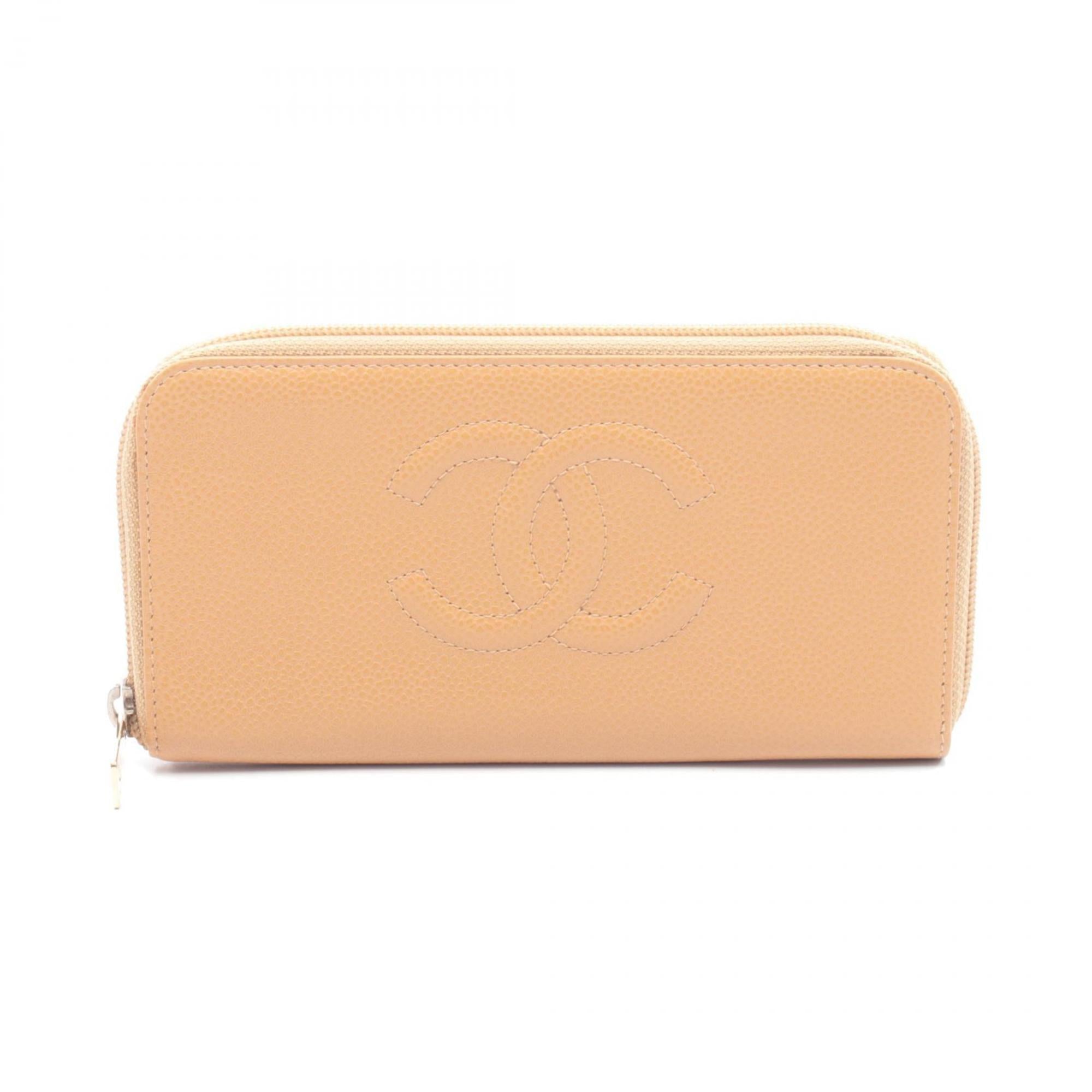 Chanel Brown Leather Long Wallet (Bi-Fold) (Pre-Owned)