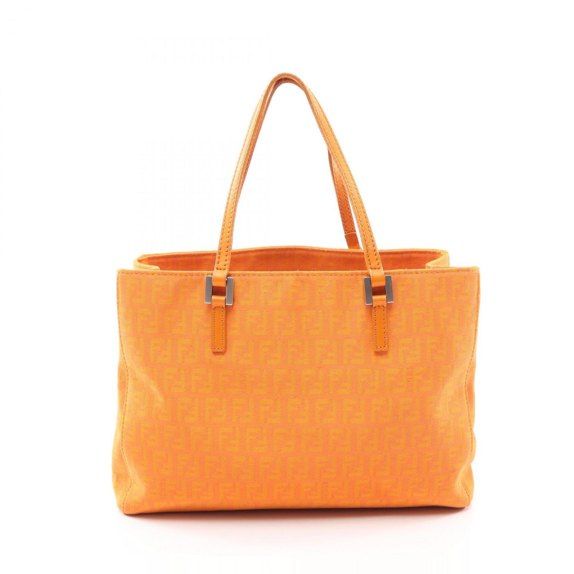 Fendi Orange Canvas Leather Handbag Tote Bag (Pre-Owned)