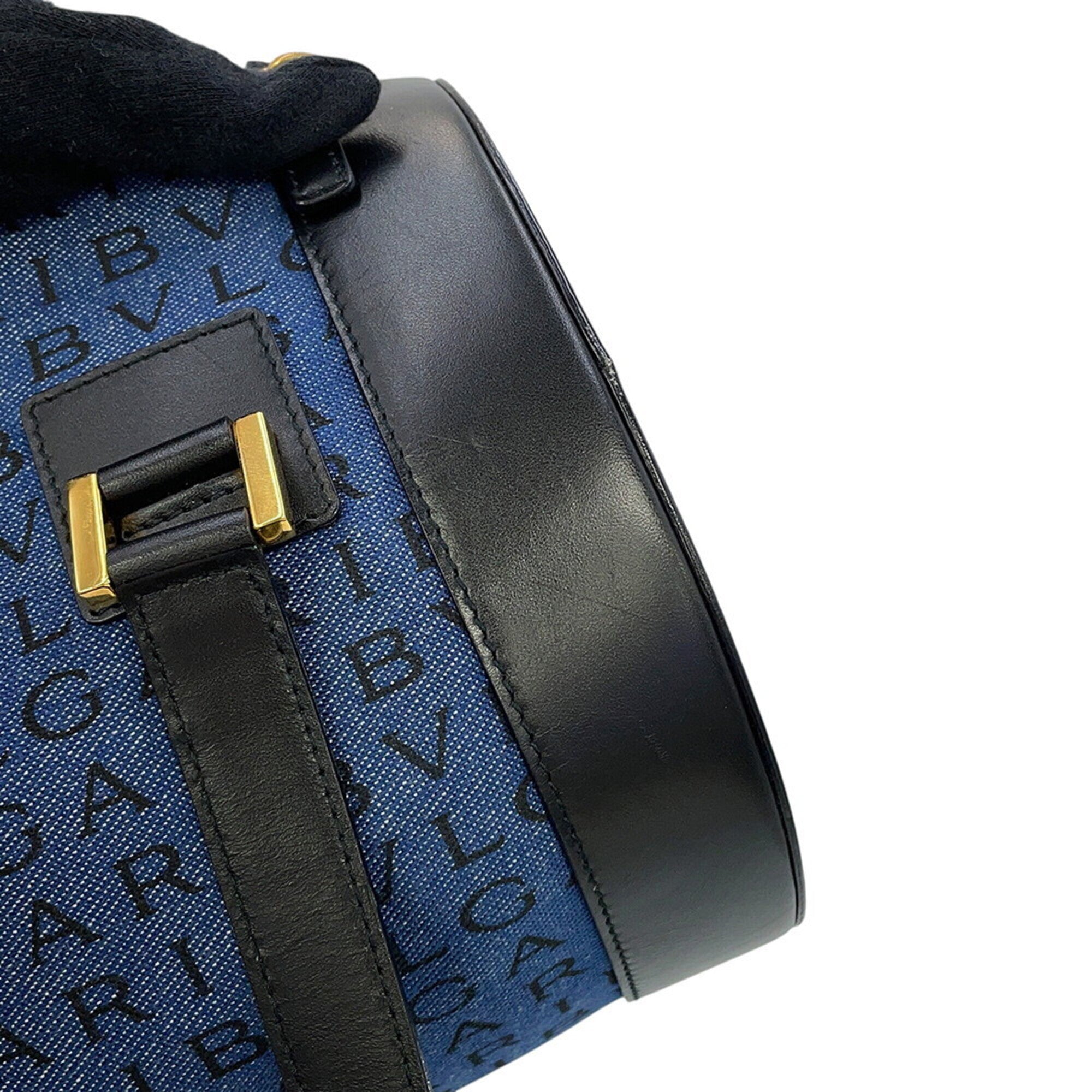 Bvlgari B.Zero1 Navy Black Denim Leather Handbag (Pre-Owned)