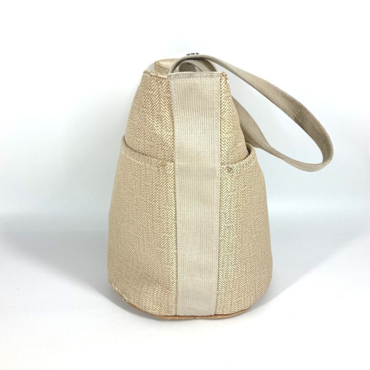 Hermes Beige Canvas Handbag Tote Bag (Pre-Owned)