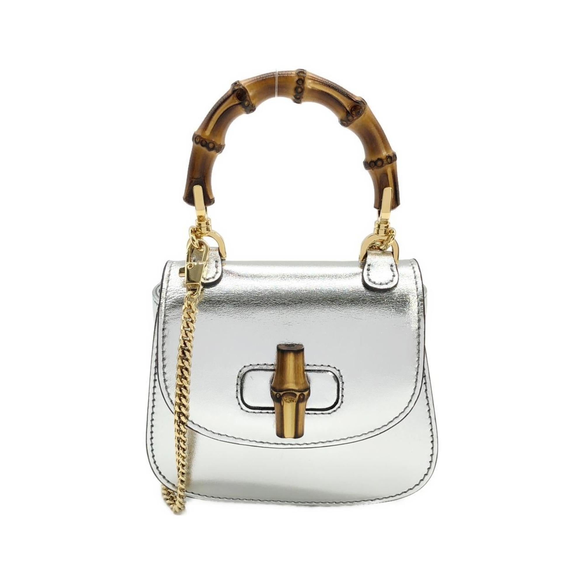Gucci Silver Leather Handbag (Pre-Owned)