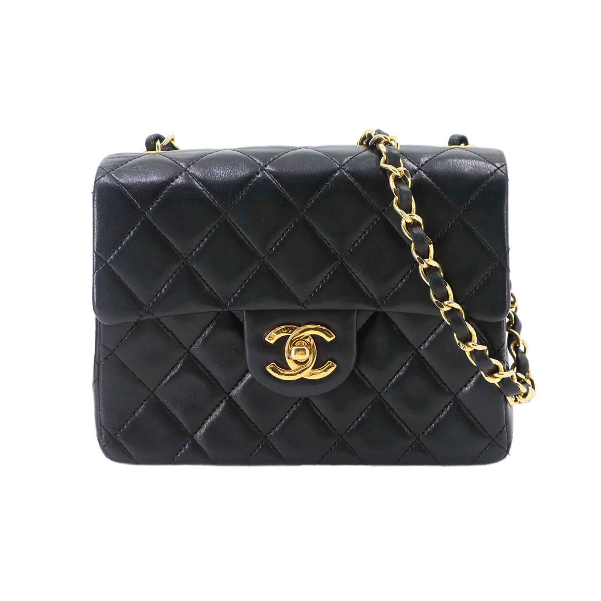 Chanel Black Leather Handbag Shoulder Bag (Pre-Owned)