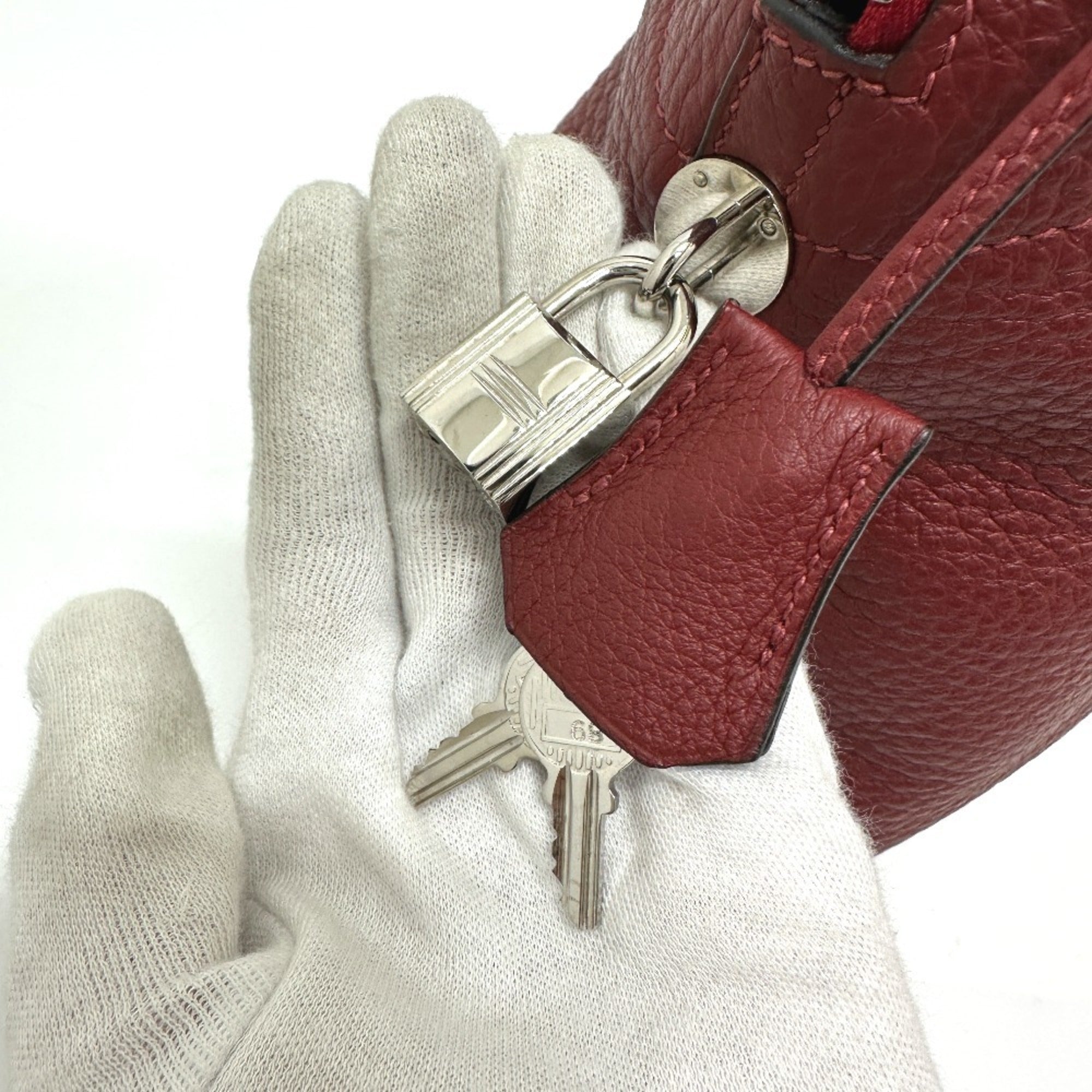 Hermes Bolide Red Color Taurillon Clemence Leather Handbag Shoulder Bag (Pre-Owned)