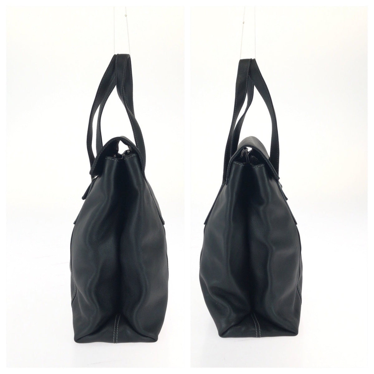 Bvlgari Black Leather Shoulder Bag Tote Bag (Pre-Owned)