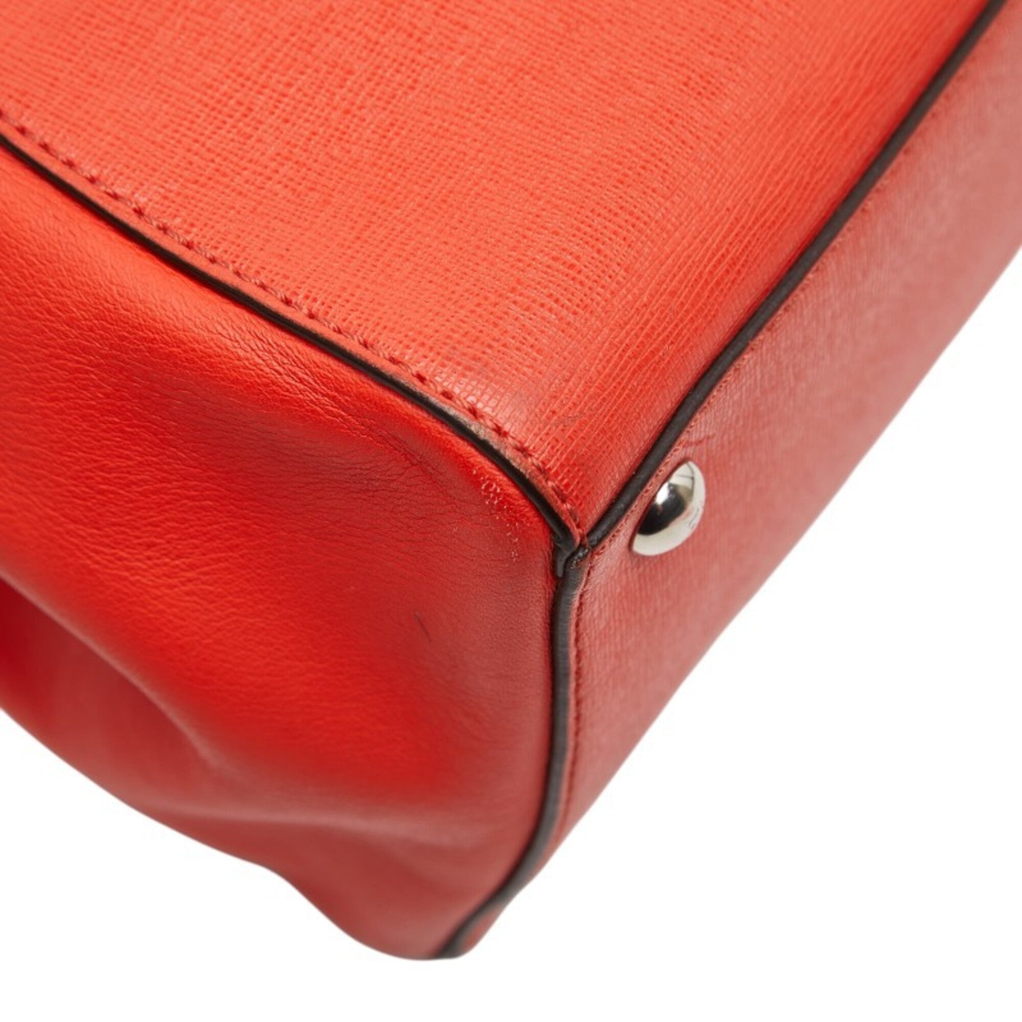 Fendi Red Color Leather Handbag Shoulder Bag (Pre-Owned)