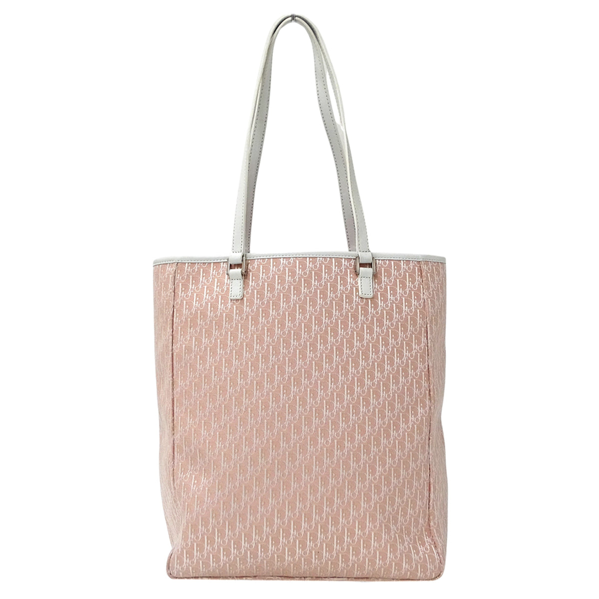 Christian Dior Pink White Canvas Handbag Tote Bag (Pre-Owned)