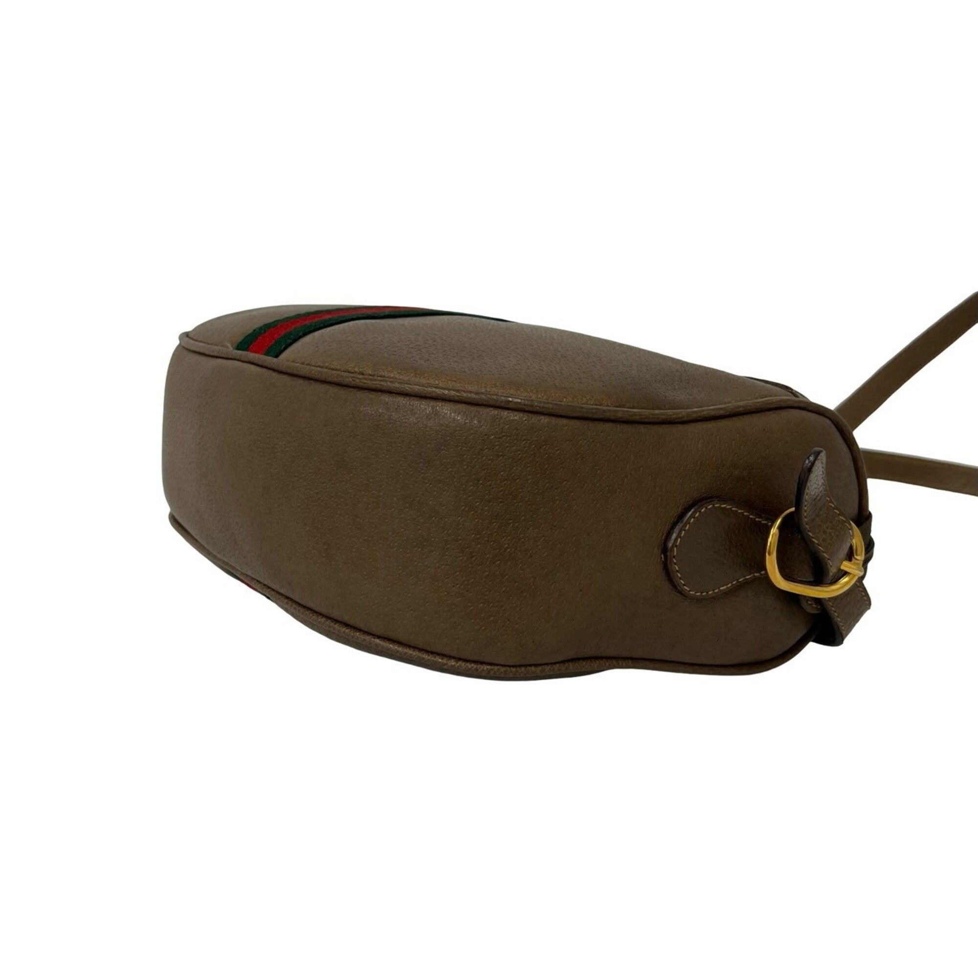 Gucci Brown Green Red Color Leather Pochette Shoulder Bag (Pre-Owned)