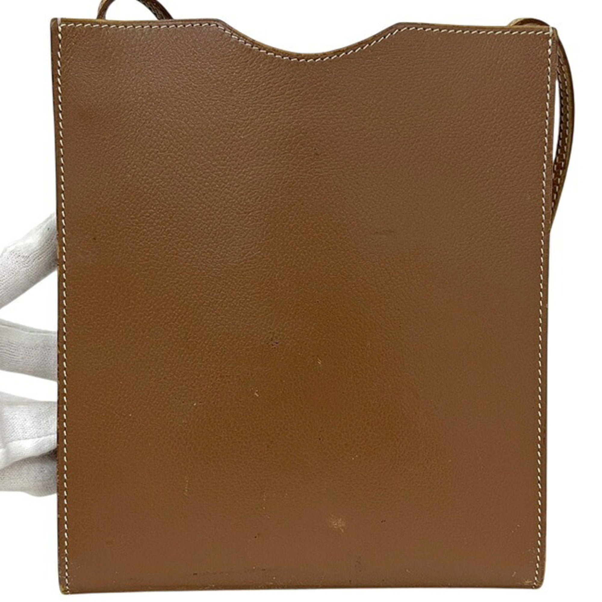 Hermes Brown Leather Pochette Shoulder Bag (Pre-Owned)